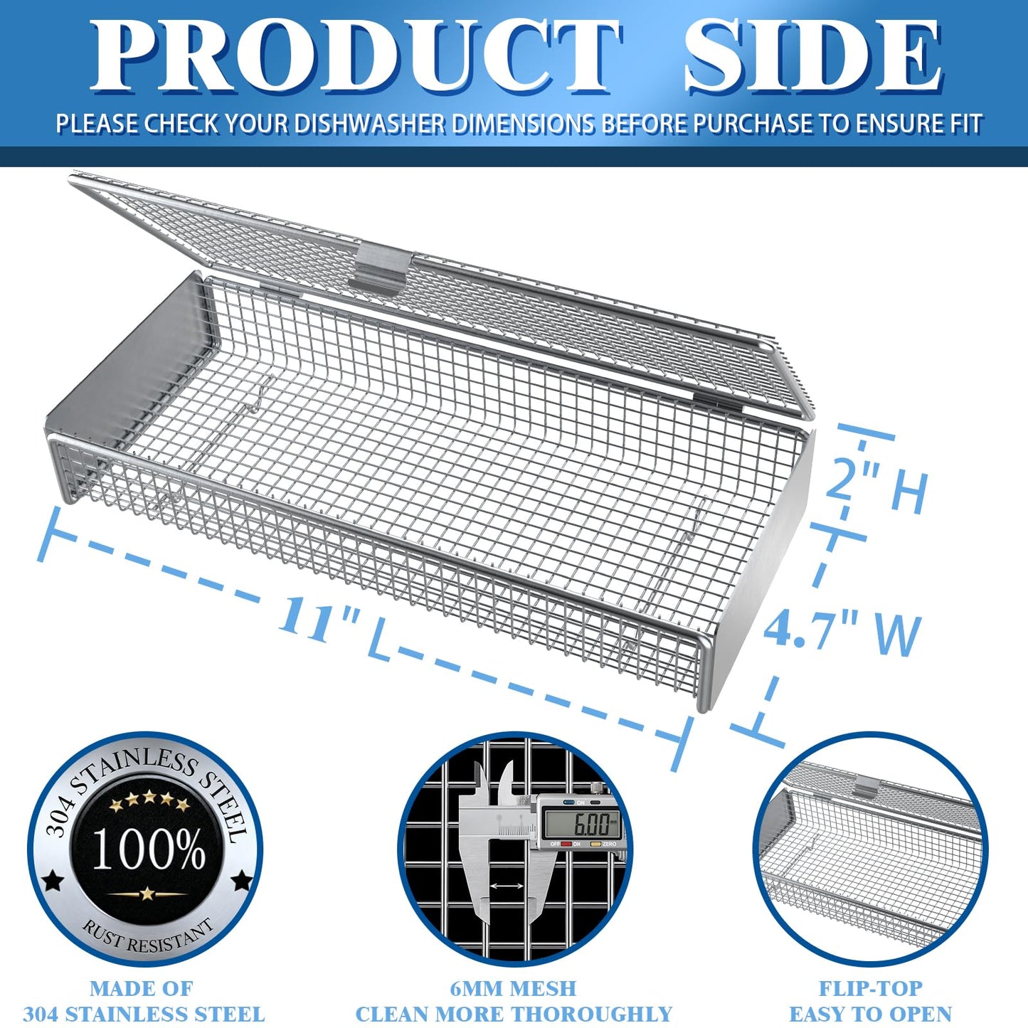 Dishwasher Basket for Small Items, 304 Stainless Steel Dishwasher Basket, Bottle Parts, Scoops, Forks, Chopsticks Cleaning (2 PCS)
