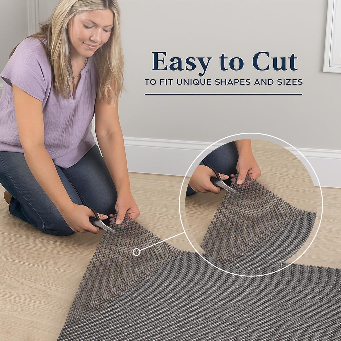 Veken 9x12 Ft Rug Pad Gripper for Hardwood Floors, Non Slip Dark Grey Rug Pads for Area Rugs, Thick Rug Grippers for Tile Floors, Under Carpet Anti Skid Mat, Keep Your Rugs Safe and in Place