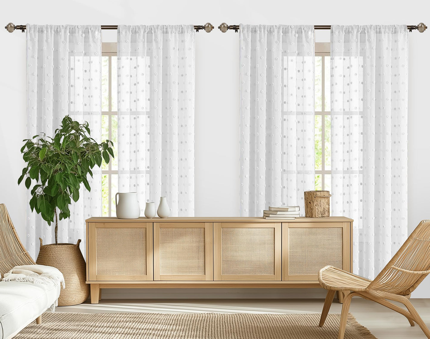 KAMANINA 2 Pack Curtain Rods 32 to 58 Inches (2.6-4.8ft), 1 Inch Single Curtain Rod for Windows, Decorative Drapery Rod with Marble End, Antique Bronze