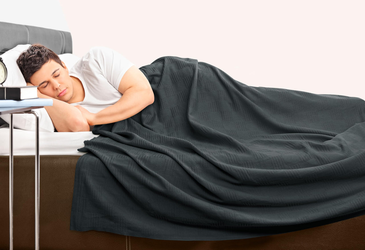 Utopia Bedding 100% Cotton Thermal Blanket Smoke Gray Queen Size Soft, Lightweight, Breathable, Cozy Spring and Summer Blankets for Bed, Home Room Decor Gifts for Women and Men (90x90 Inches)