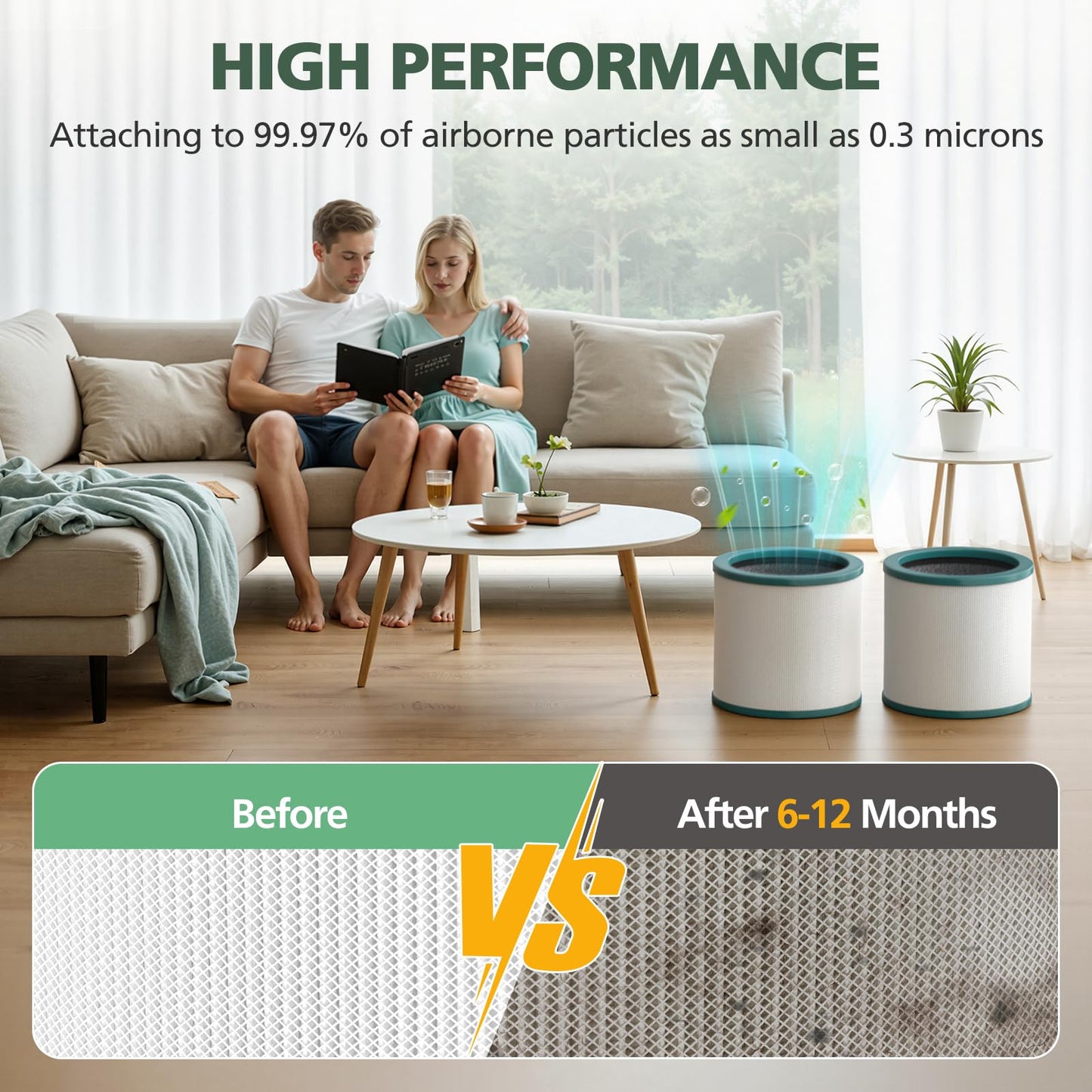 TP01 HEPA Replacement Filter Compatible with Dyson Tower Purifier Pure Cool Link TP01, TP02, TP03, AM11, BP01 Models, Compare to Part 968126-03, 2 Pack