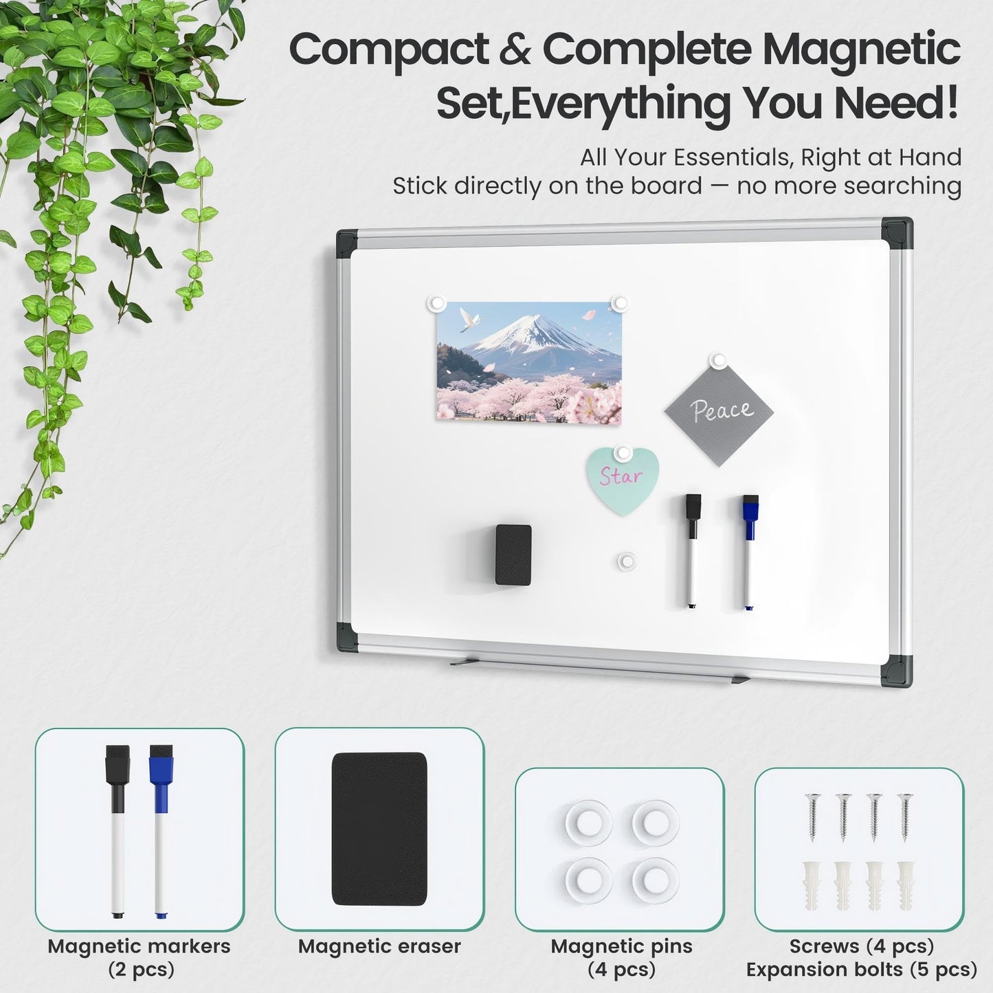 Scribanx Magnetic Dry Erase Board 36 x 24 for Wall, Whiteboard for School, Classroom, Study & Home Office – Silver Aluminum Frame with 2 Markers, 4 Magnets & Eraser
