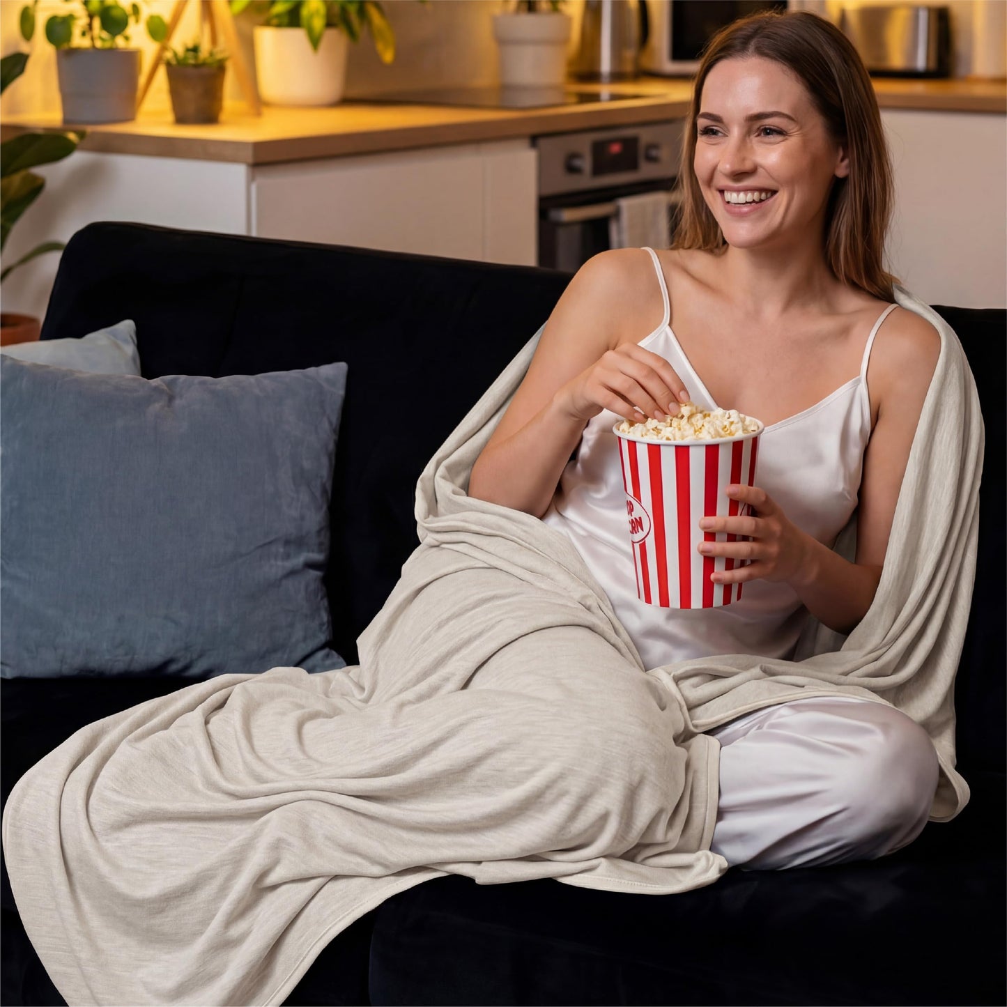 Bedsure Oat Beige Cooling Blanket Twin XL for Hot Sleepers -Summer Cold Blanket with Rayon Derived from Bamboo for Twin Size Bed, Ice Cool Cold Lightweight Arc-Chill Thin Summer Bedding, 60x90