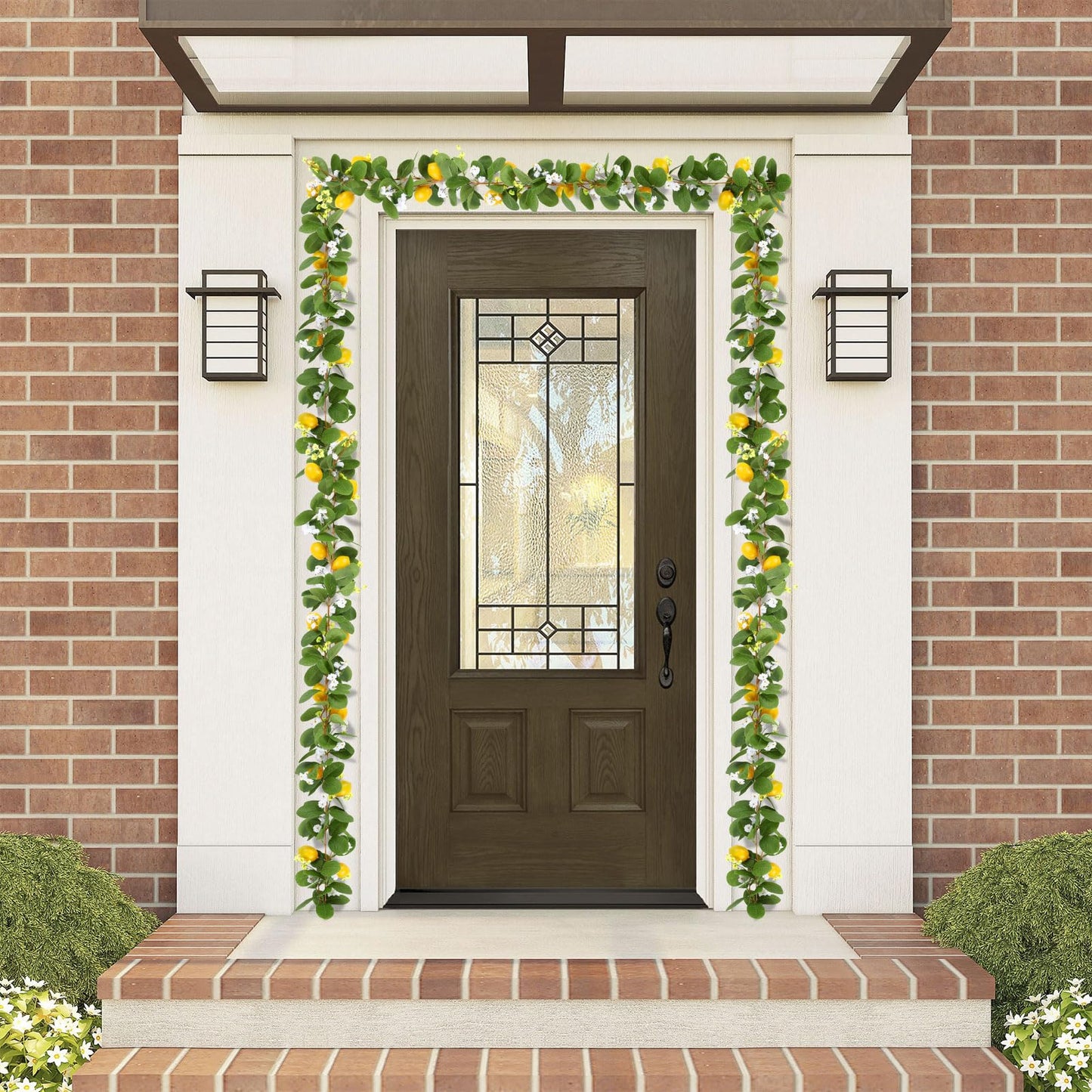 U'Artlines 2Pcs Total 11 Ft Artificial Lemon Garland Spring Summer Faux Fruit Vine Garlands with Greenery for Door Wall Mantle Wedding Party Table Decorations