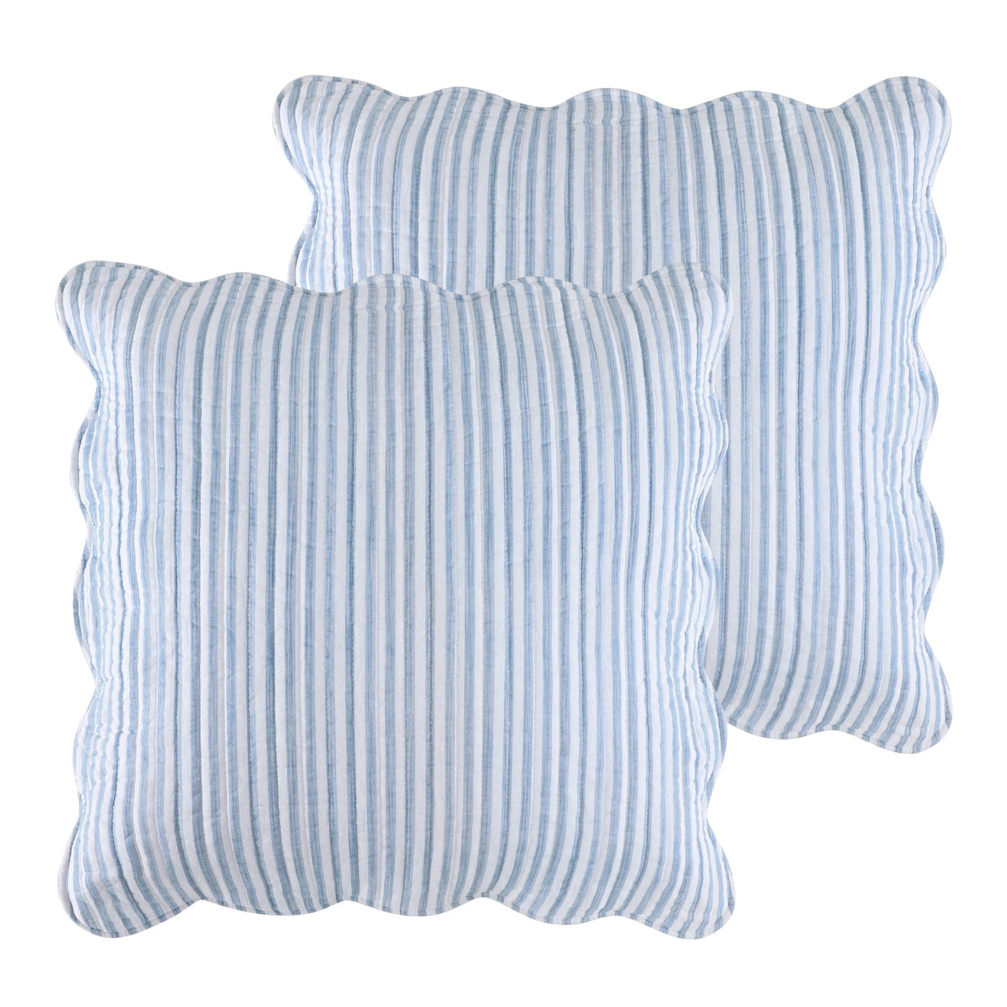 Levtex Home - Martha Stripe - Euro Sham Set of 2 - Stripe - Blue and White - (26x26in.), No Insert - Cotton