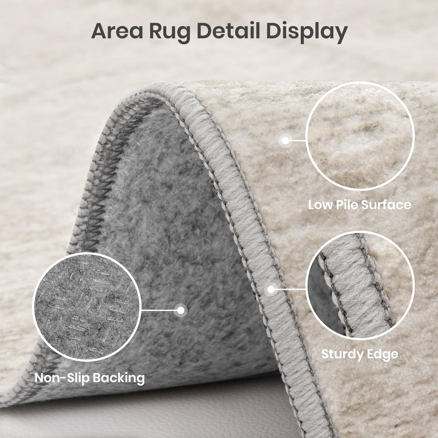 Valenrug Washable Rugs 5x7 - Stain Resistant 5x7 Area Rugs for Living Room, Non Slip Backing Printed Rugs for Bedroom, Folable Machine Washable Area Rug (5'x7', Beige)