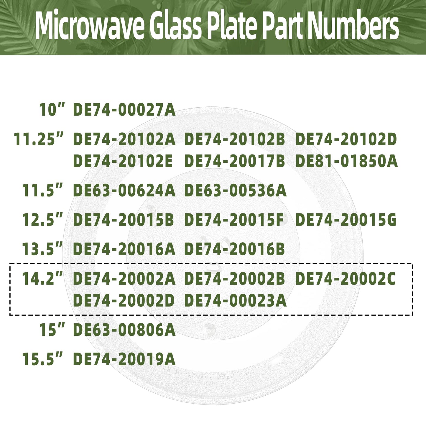 Gemroom 14.2" Microwave Turntable Plate for Samsung Microwave Compatible with Part # DE74-00023A, DE74-20002 Series 14 1/8 inch Samsung Microwave Glass Plate