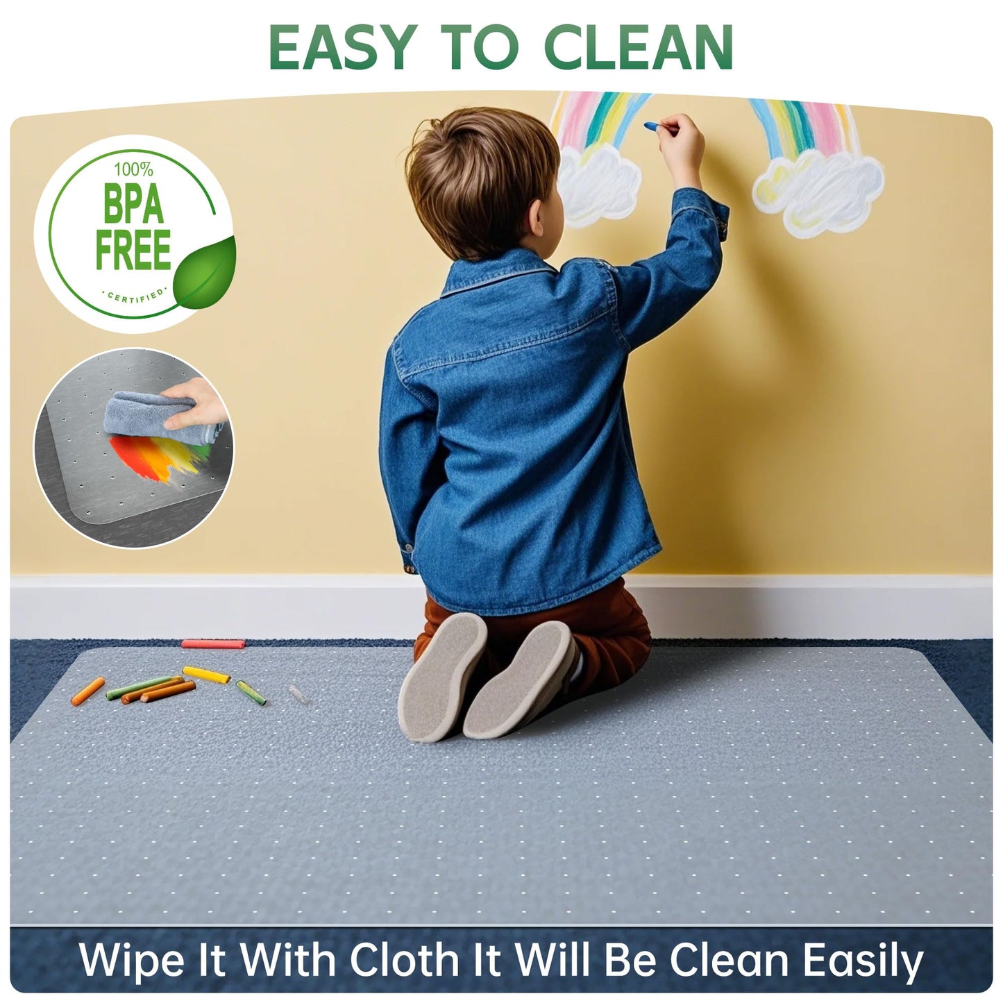 Office Chair Mat for Carpet - Clear Thick Desk Chair Mat for Carpet Plastic Floor Mats for Rolling Work and Gaming Chairs with Studs for Low Pile, Flat and No Carpeted Floors