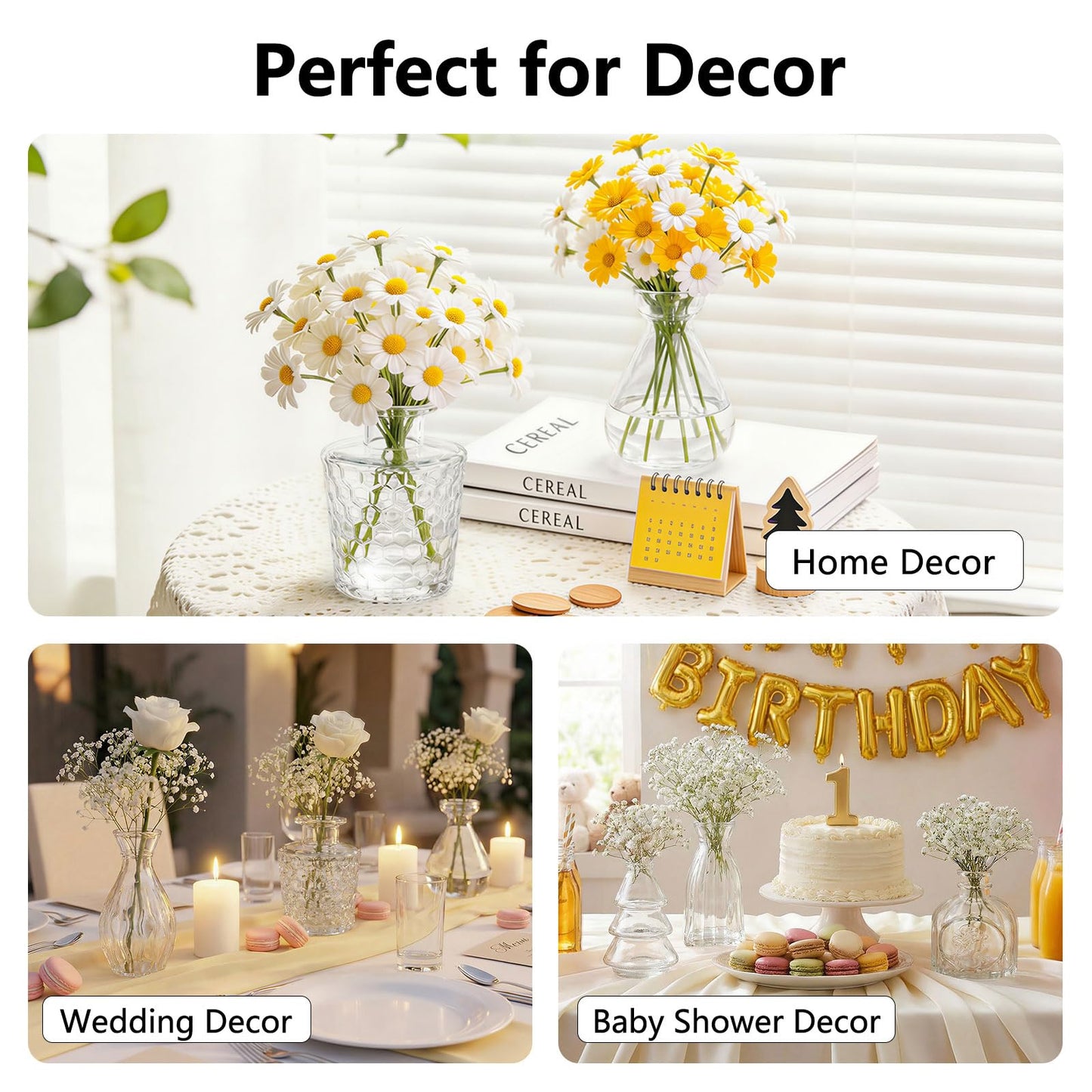 RUCKAE Small Clear Bud Vases Bulk 12 Pack Mini Flower Glass Vases for Centerpiece Table Wedding Decorations Home Decor Party