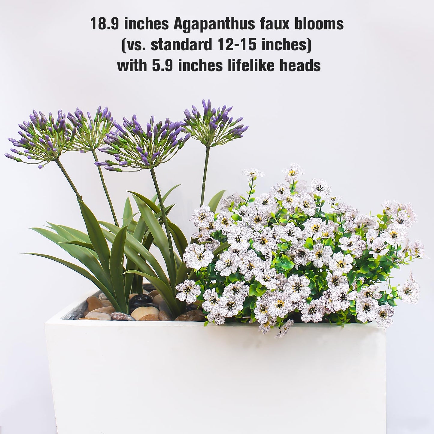 HIFORESTAR Artificial Flowers Plants for Outdoor Planters 8 Bundles Purple Flower Large Spring Summer 18.9 in Look Real Plasic Plant for Front Porch