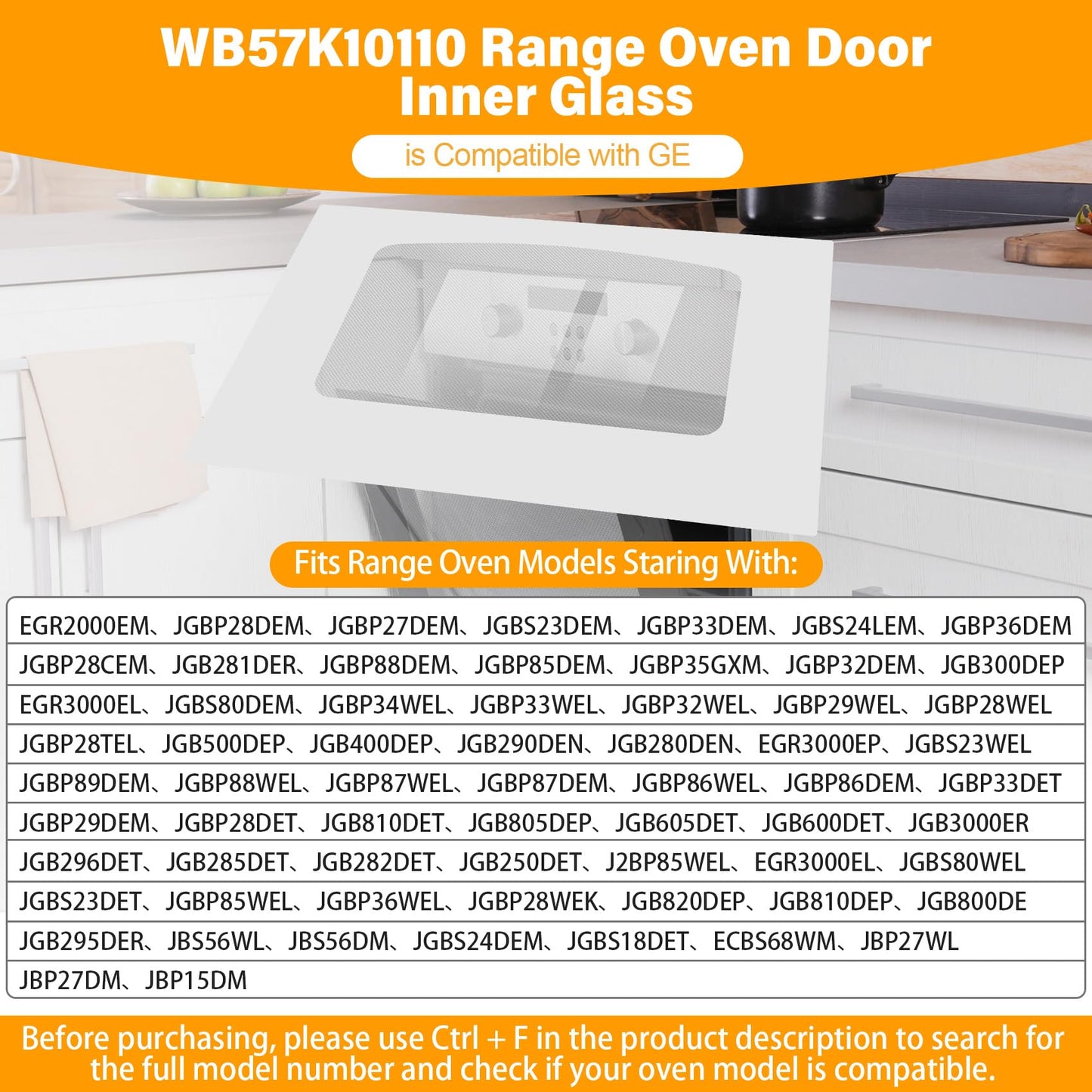 UPGRADED WB57K10110 Outer Oven Door Glass Compatible with GE Stove Exterior Door Glass 29.6" x 18.7" WB57K10109 Range Oven Door Outer Panel Replacement EGR2000EM JGBP28DEM JGBP33DEM JGBS23DEM