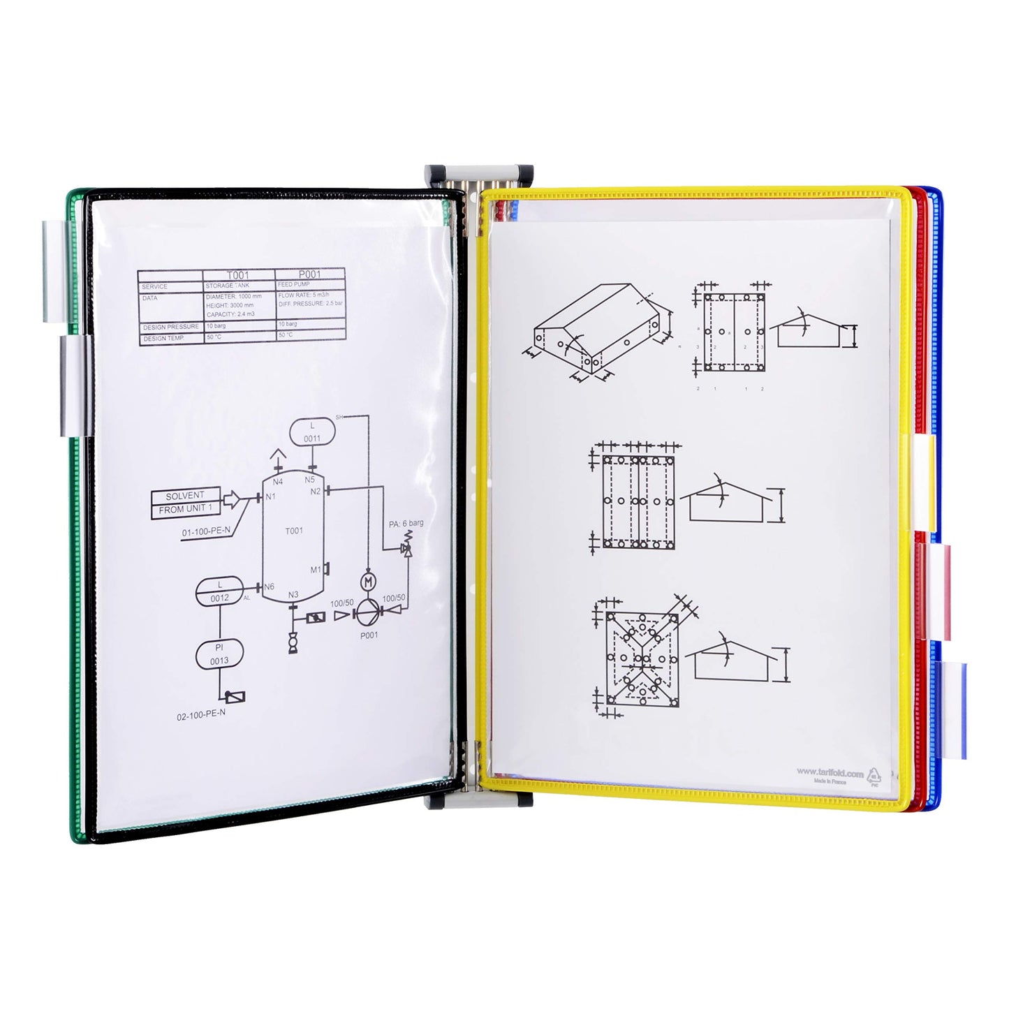 DJOIS by Tarifold - Wall Mount Reference & Display System - Durable Steel Wire Frames- 5 Double-Sided Pockets - 10 Sheet Capacity - Made in France
