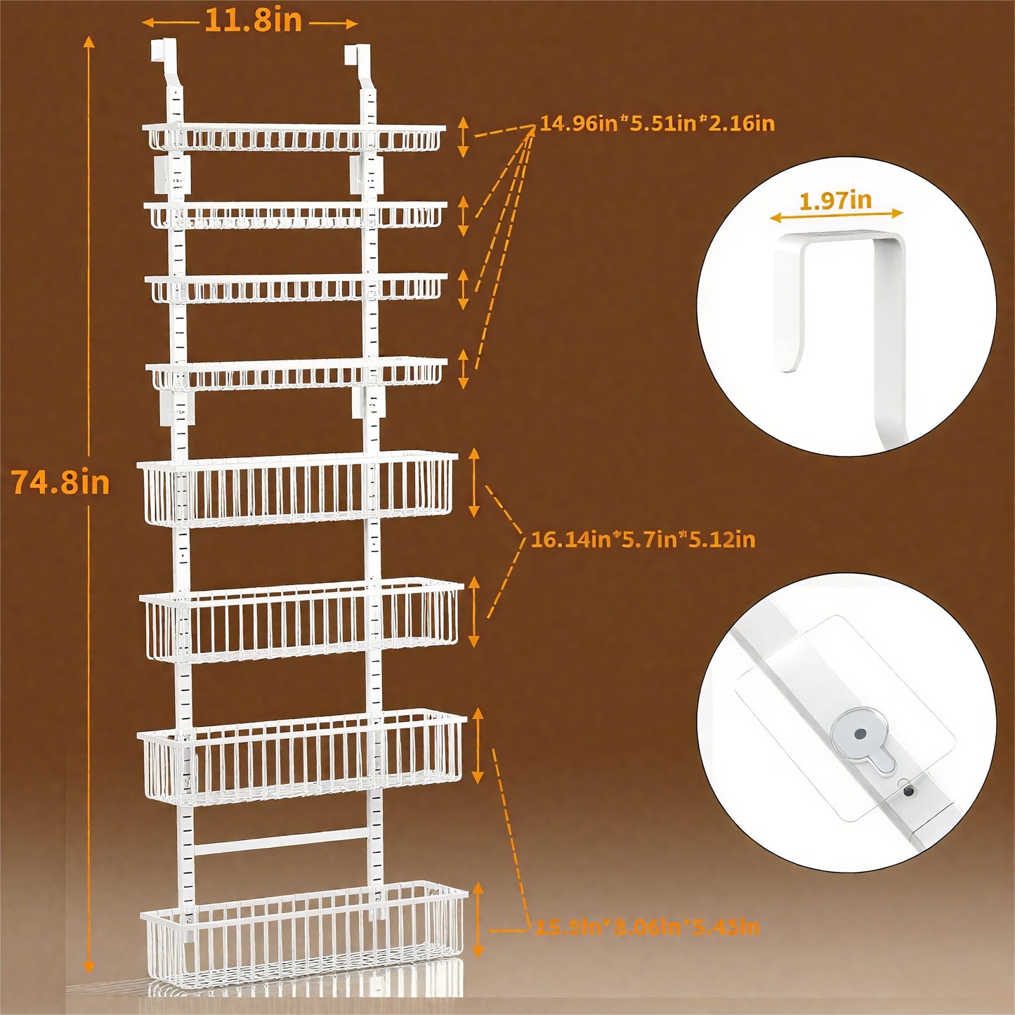 Moforoco White Over The Door Pantry Organizer, Pantry Organization and Storage, Metal Hanging Spice Rack Shelves Door, Seasoning Shelves, Laundry Room Organization, House and Kitchen Essentials
