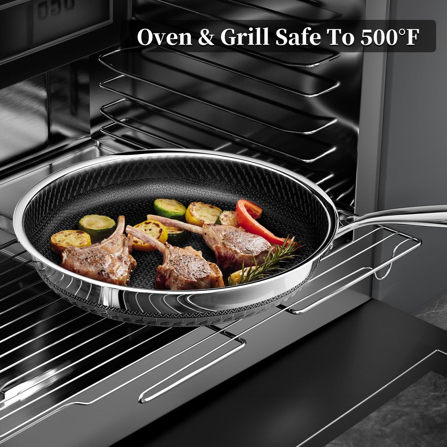 8 Inch Nonstick Frying Pan with Lid, Titanium Ceramic Tri-Ply Stainless Steel Non Stick Skillet W/Lid Small Hybrid Cooking Pan Healthy Induction Egg Frying Pan W/Stay Cool Handle, PFAS/PFOA/PTFE Free