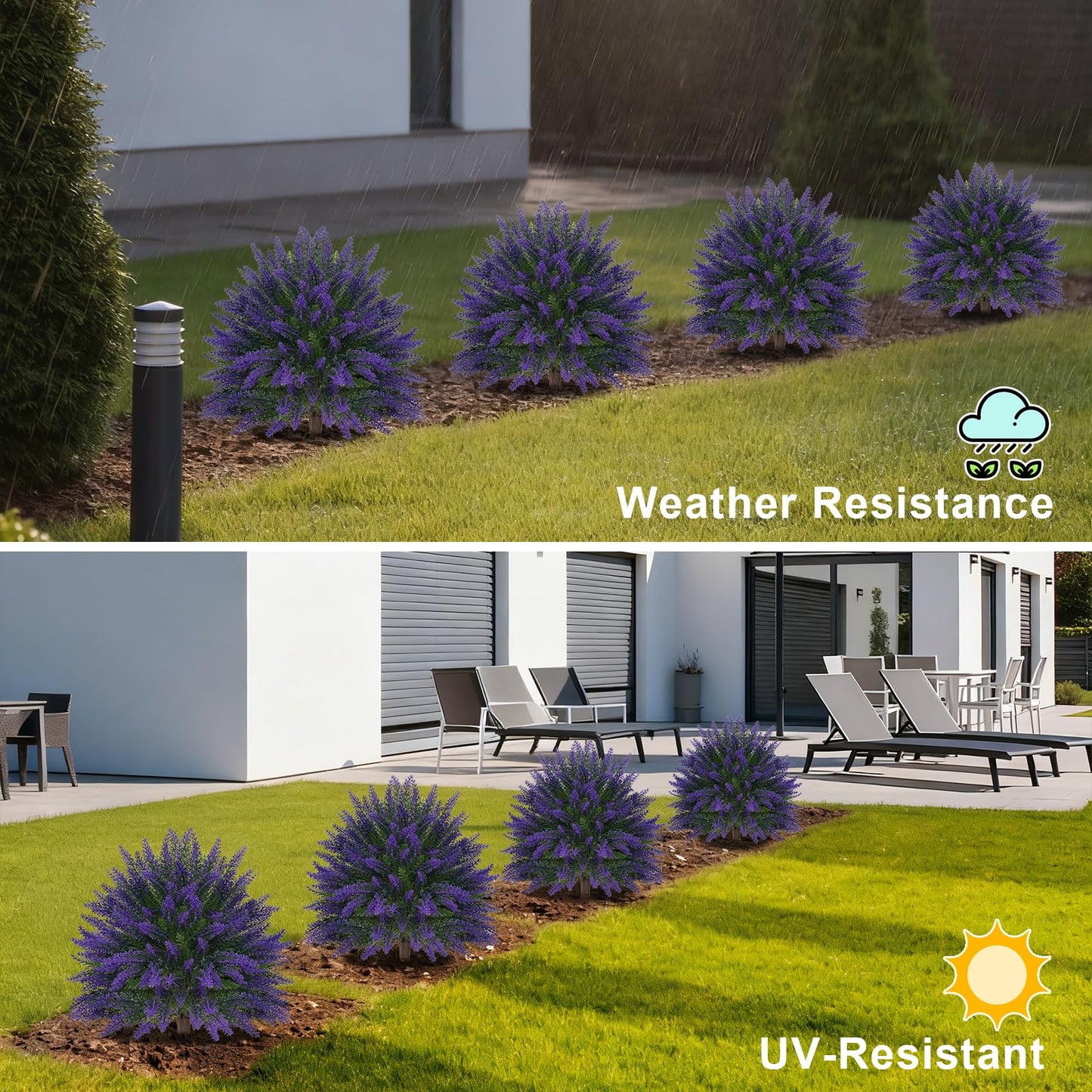 EverNature Artificial Topiary Ball Trees,16'' UV Resistant Fake Evergreen Shrubs Bushes Plants with Ground Spike 2 Set of Fake Plants for Outdoor Indoor Front Porch Garden