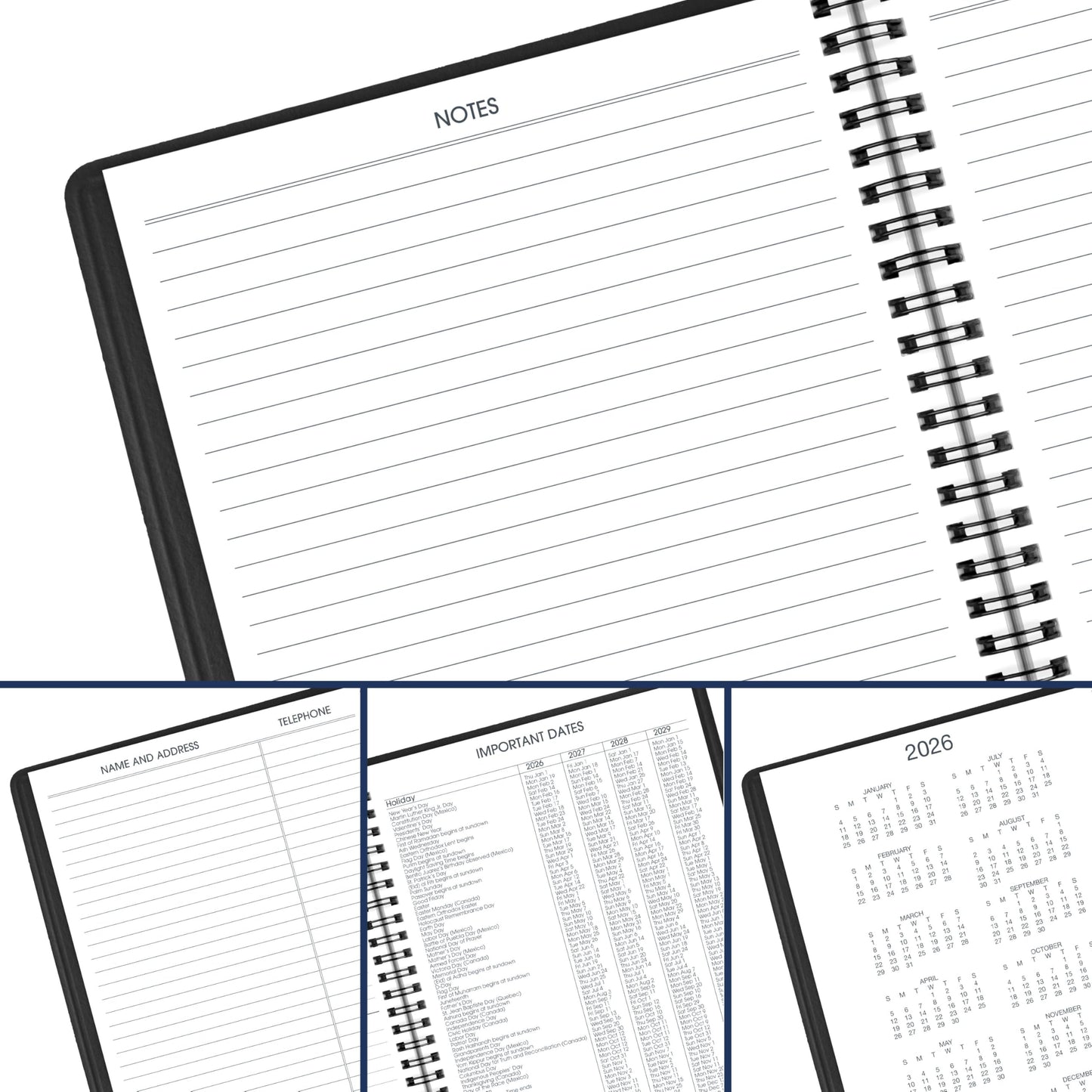 AT-A-GLANCE 2026 Appointment Book Planner, Weekly & Hourly, 7" x 8-3/4", Medium, Black (708650526)