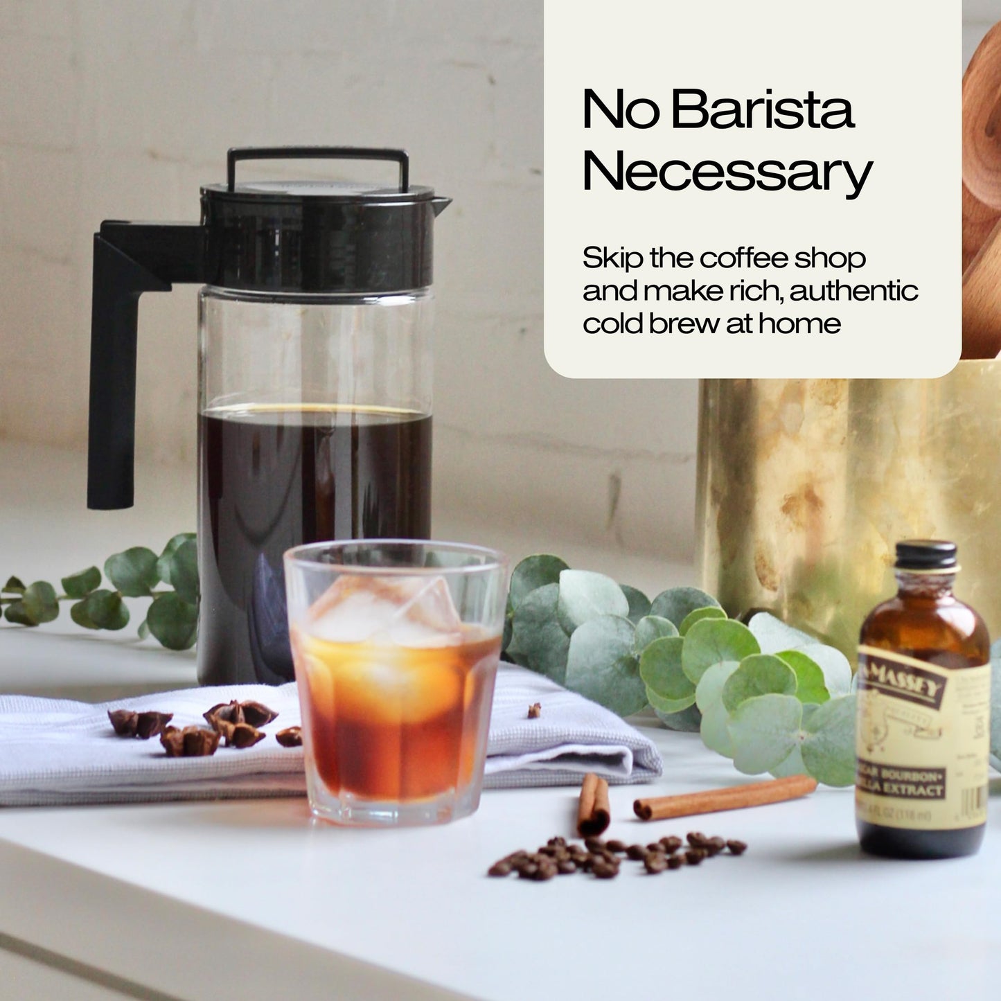 Takeya Deluxe Cold Brew Coffee Maker - BPA-Free Tritan Pitcher with Airtight Leakproof Lid, Silicone Grip Handle, Fine-Mesh Filter - Shatter-Proof, Dishwasher Safe, Made in USA - 2 Quart/Black