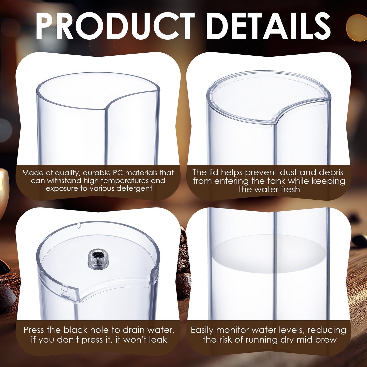 Feekoon Water Tank Reservoir & Lid Cover Replacement Compatible with Nespresso Vertuo Next, Compatible with Krups XN910B XN9105 XN910C Coffee Machine, Coffee Machines Replacement Parts, Clear