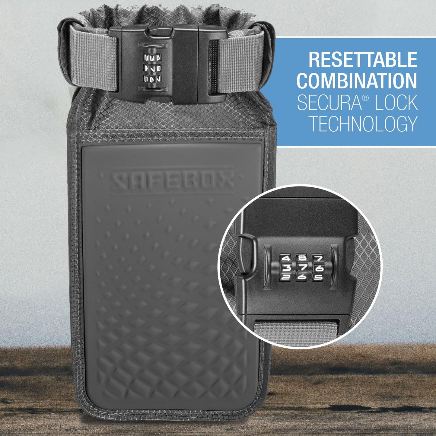 Lewis N. Clark Safebox Portable Safe with Anti Theft Combination Lock and Slash Resistant Material to Protect Wallet, iPhone and Valuables at the Beach, Pool, Camping + Hotel, Small