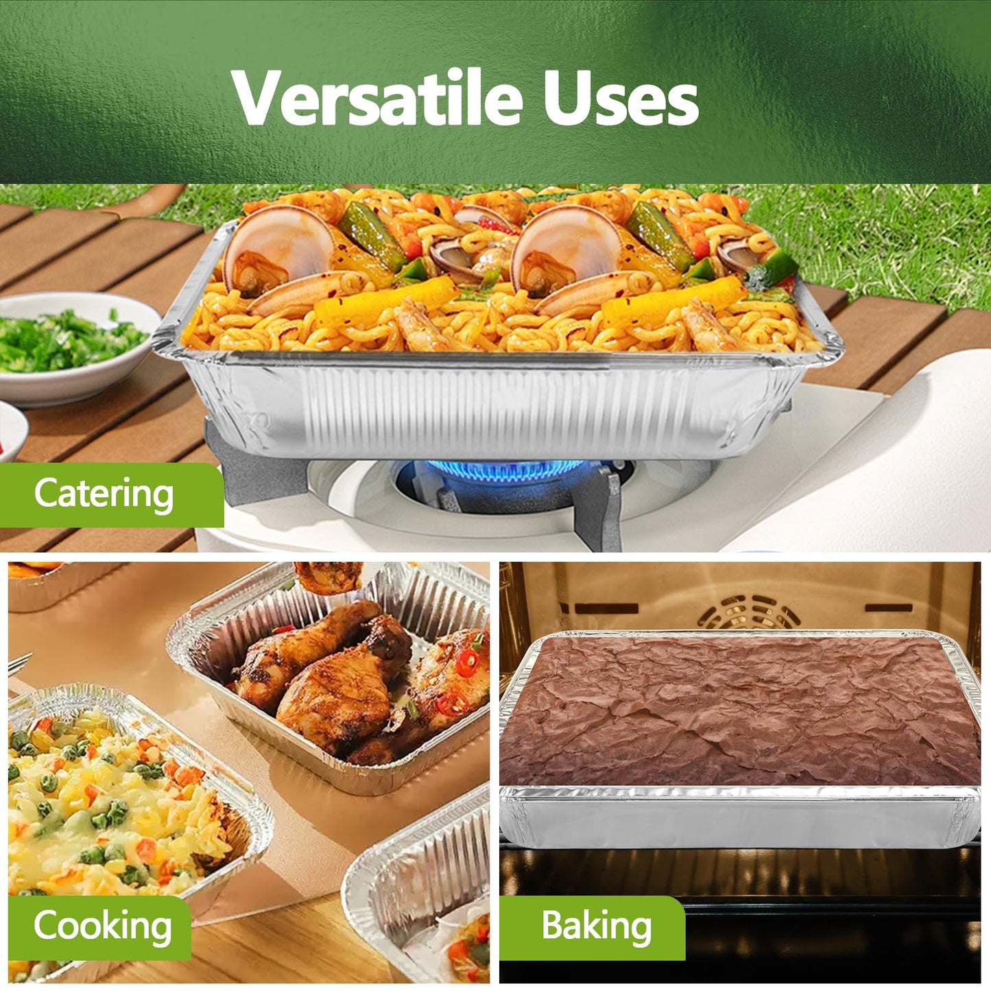 Demiwise Thickened 20 Pack Heavy Duty Aluminum Pans with Lids, 9x13 Aluminum Foil Pans Disposable, Half Size Steam Table Foil Baking Tray for Cooking, Baking, Roasting & Chafing, Carton Packaging