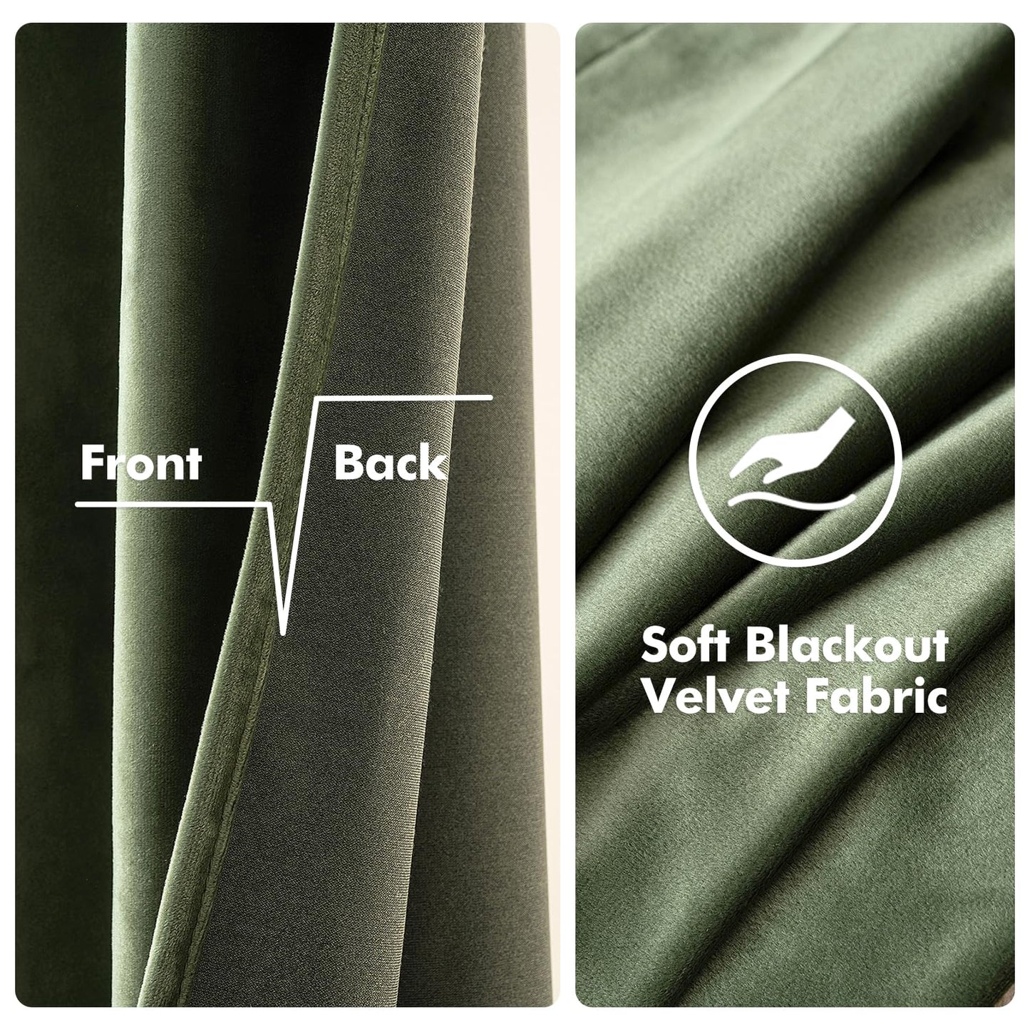 MIULEE Velvet Curtains Olive Green Elegant Long Grommet Curtains Black Out Thermal Insulated Soundproof Room Darkening Drapes for Classical Living Room Bedroom Decor 52 x 96 Inch Length 2 Panels Set