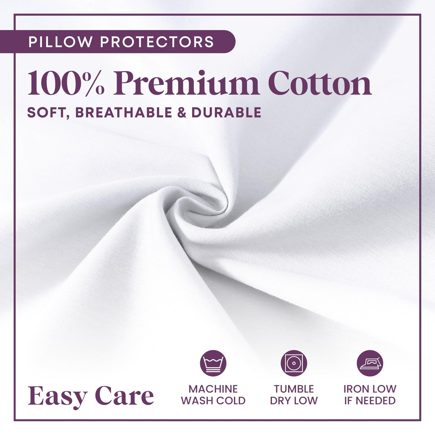 CirclesHome Pillow Protectors 4 Pack Standard Zippered - 100% Cotton Breathable Pillowcases - Protects Pillows from Dirt, Dust and Debri (Standard - Set of 4 - 20x26)