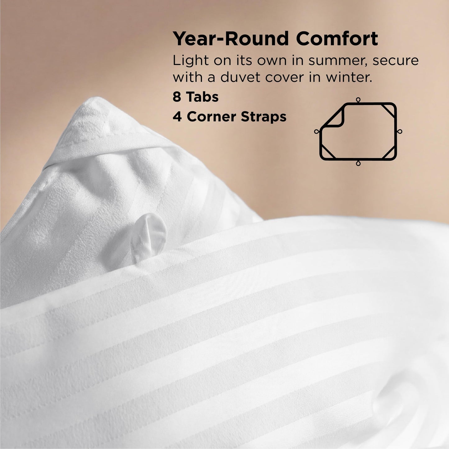 Bedsure Duvet Insert Queen Size - Lightweight Comforter, Quilted Cooling Duvet Insert, Down Alternative Summer Comforter with 8 Tabs, Ultra Soft, Striped, Machine Washable, Queen, White, 88x88 inches
