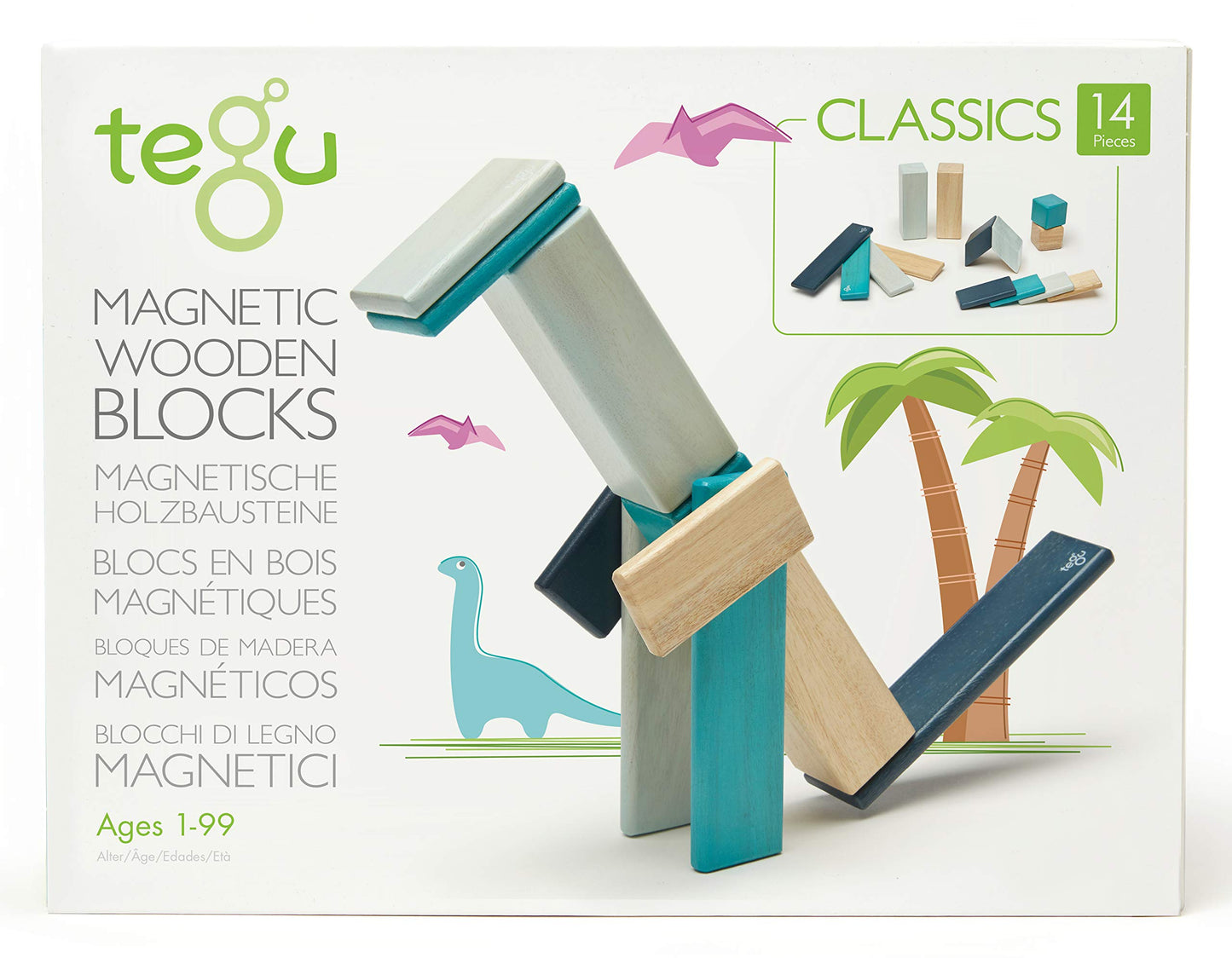14 Piece Tegu Magnetic Wooden Block Set, Blues