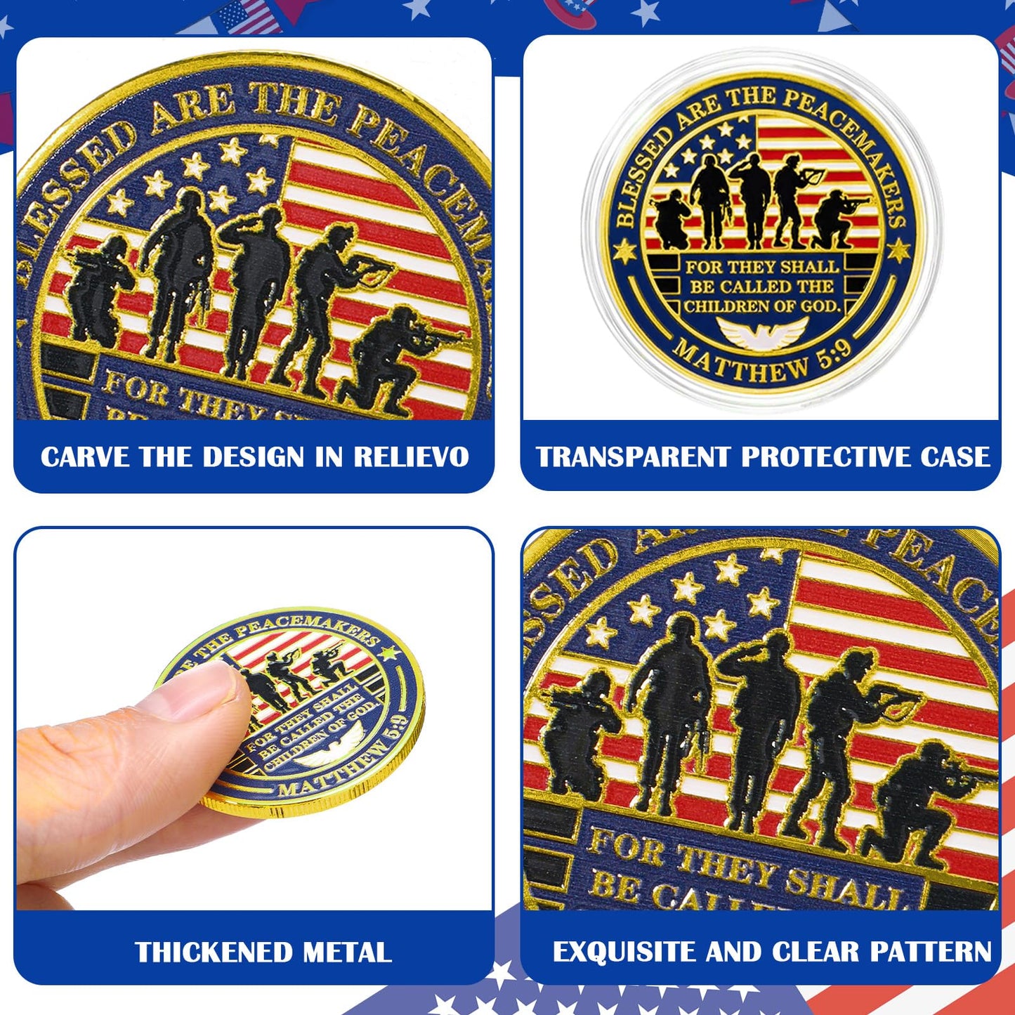 Equsion 32 Pcs Police Challenge Coins Thank You for Your Service Police Gifts Patriotic Collectibles Commemorative Coins for Men Women Veterans Day Independence Favors(Classics)