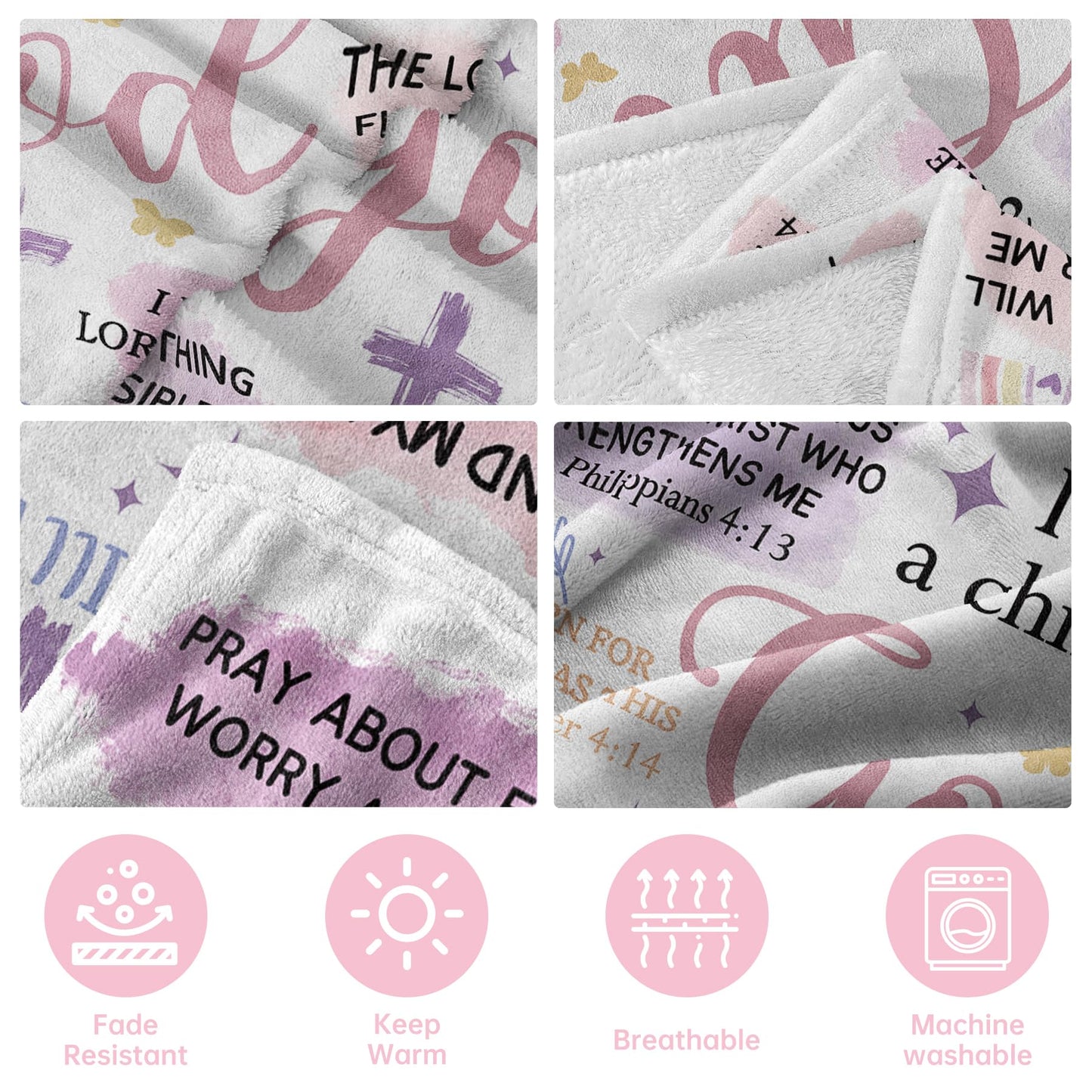 Encoink Baptism Gifts for Girl, I Am a Child of God Blanket, Teen Girl Gifts Trendy Stuff, Christian Birthday Gifts for Teen Girls, Women Confirmation & First Communion Gifts for Girls(50 * 60)