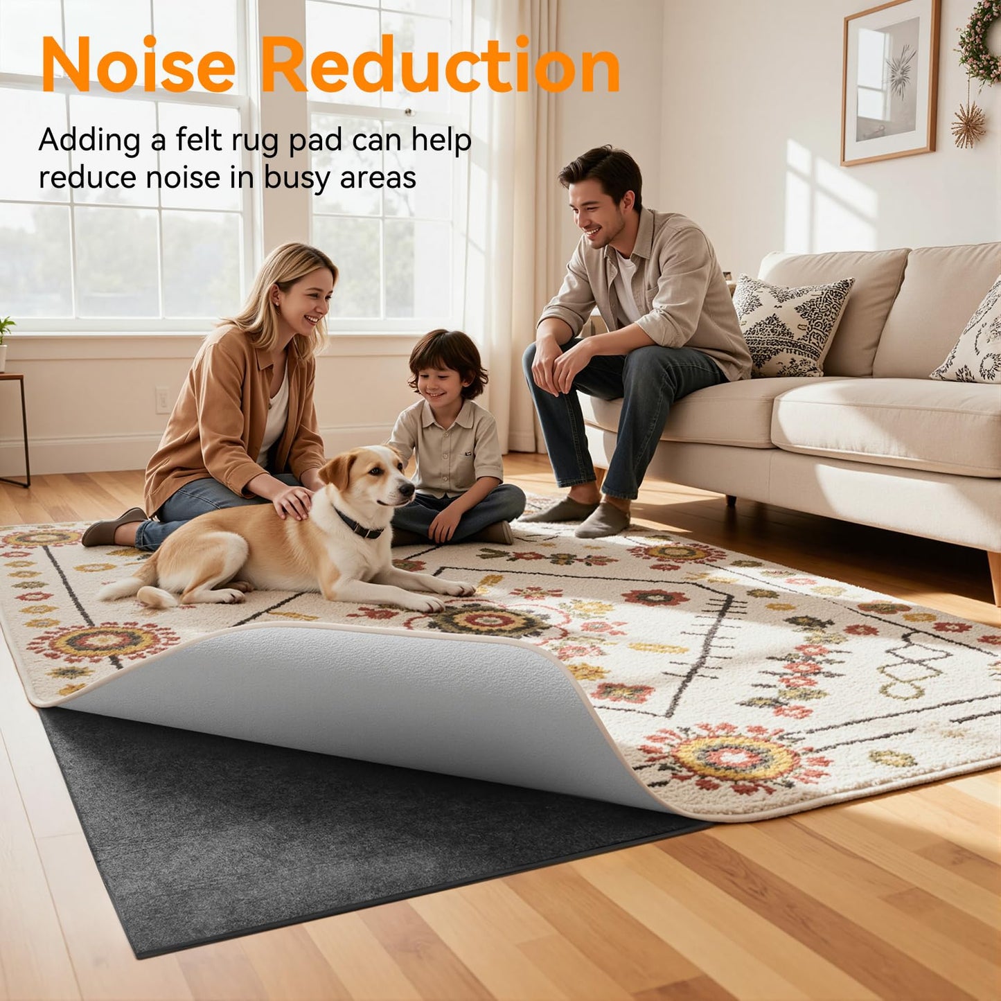 Songrey Non Slip Rug Pad Gripper 6 x 9 Ft, Thick Felt Fabric with Anti Skid Backing, Carpet Pad for Hardwood Floors, Keep Area Rugs in Place and Safe