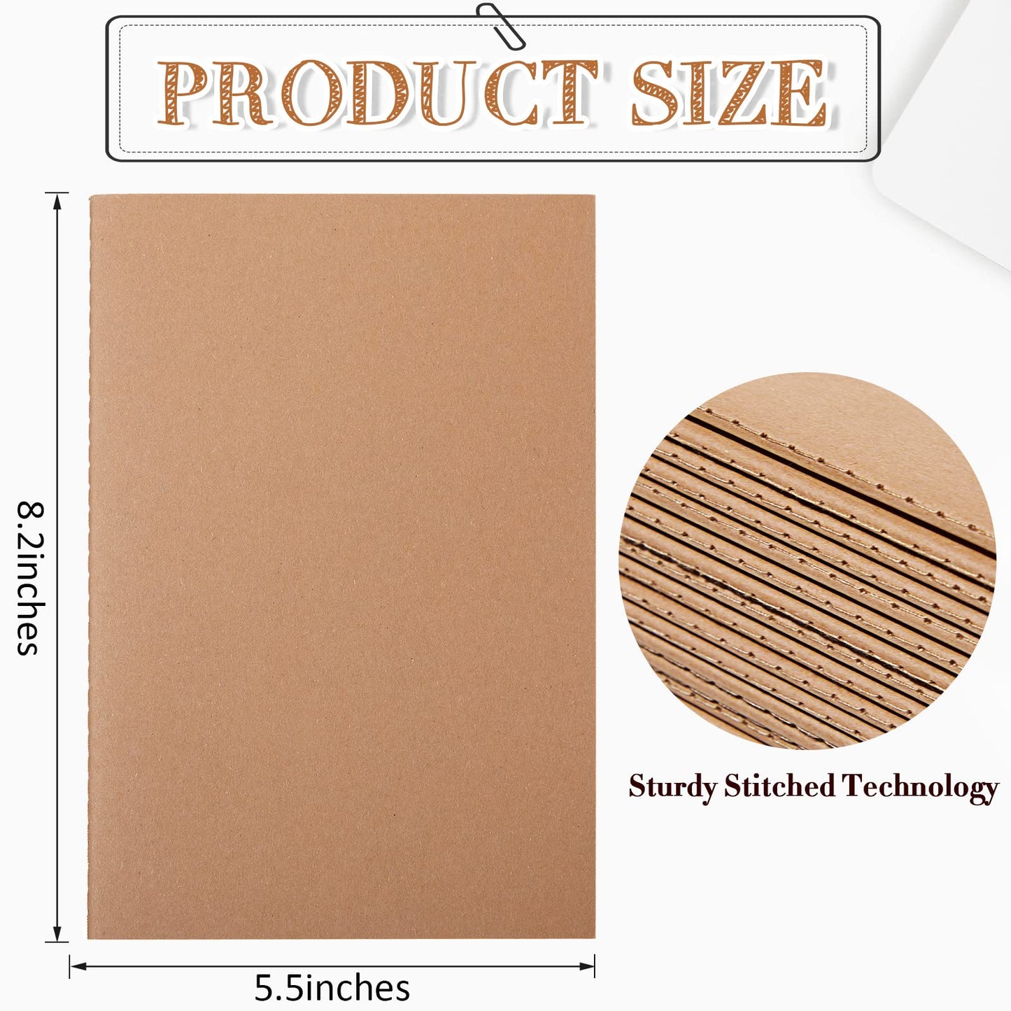 Sabary 72 Pack Kraft Paper Notebook Journals 5.5 Inch x 8.3 Inch A5 Notebook in Bulk Softcover Ruled for Writing Sketch Travel Journal with 60 Pages 30 Sheets(Brown,Line)