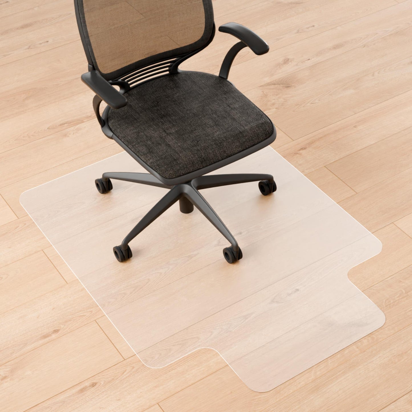 Naturei Chair Mat for Hard Floors- 48" x 36", Office Floor Mat for Rolling Chairs, Clear Plastic Desk Chair Mat, Easy Glide, Under Desk Floor Protector for Home and Office, with Lip