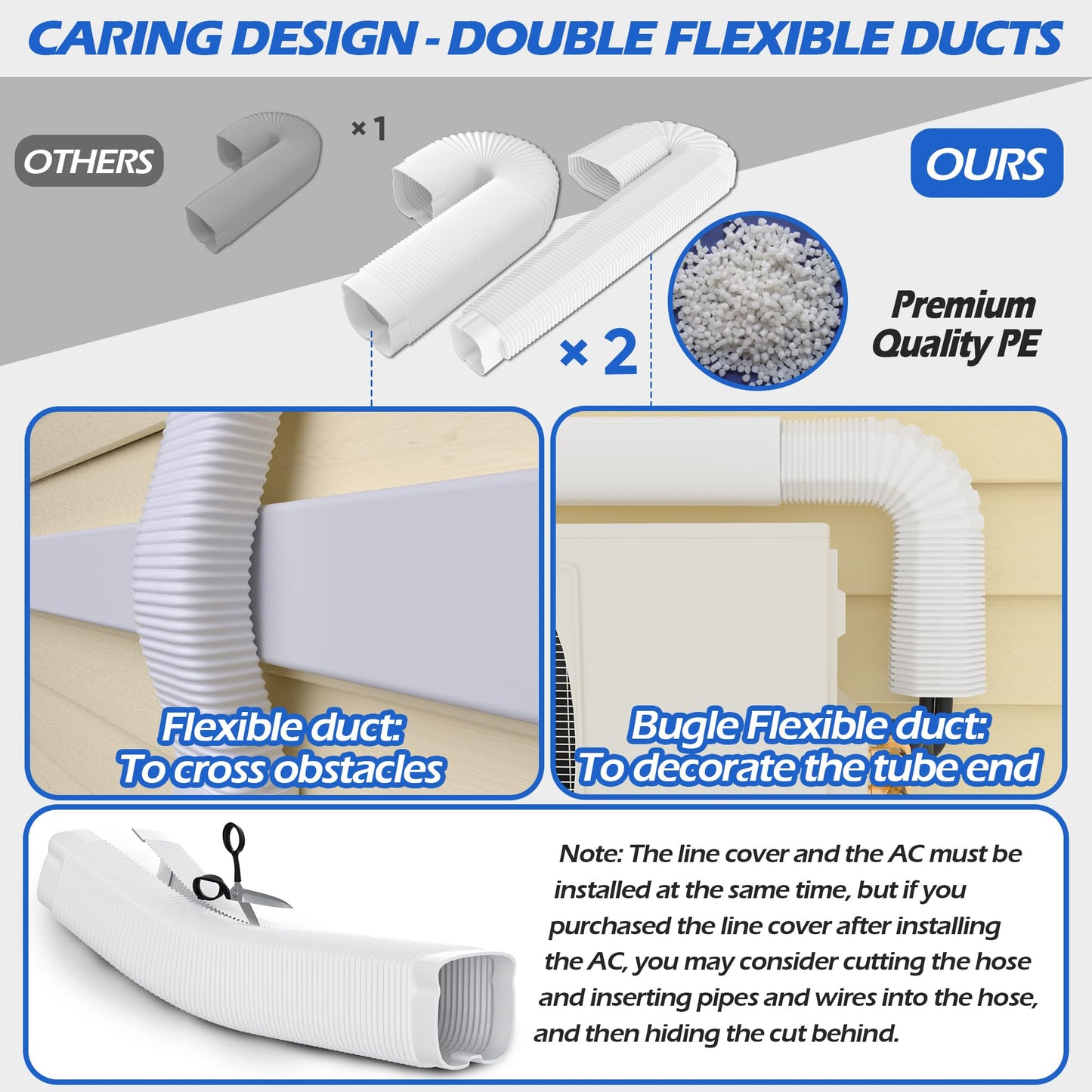 TAKTOPEAK Mini-Split Line Set Cover: 3'' 17 Ft Line Hide for Mini Split Air Conditioner Central AC HVAC - Waterproof Decorative Pipe Cover for Outdoor