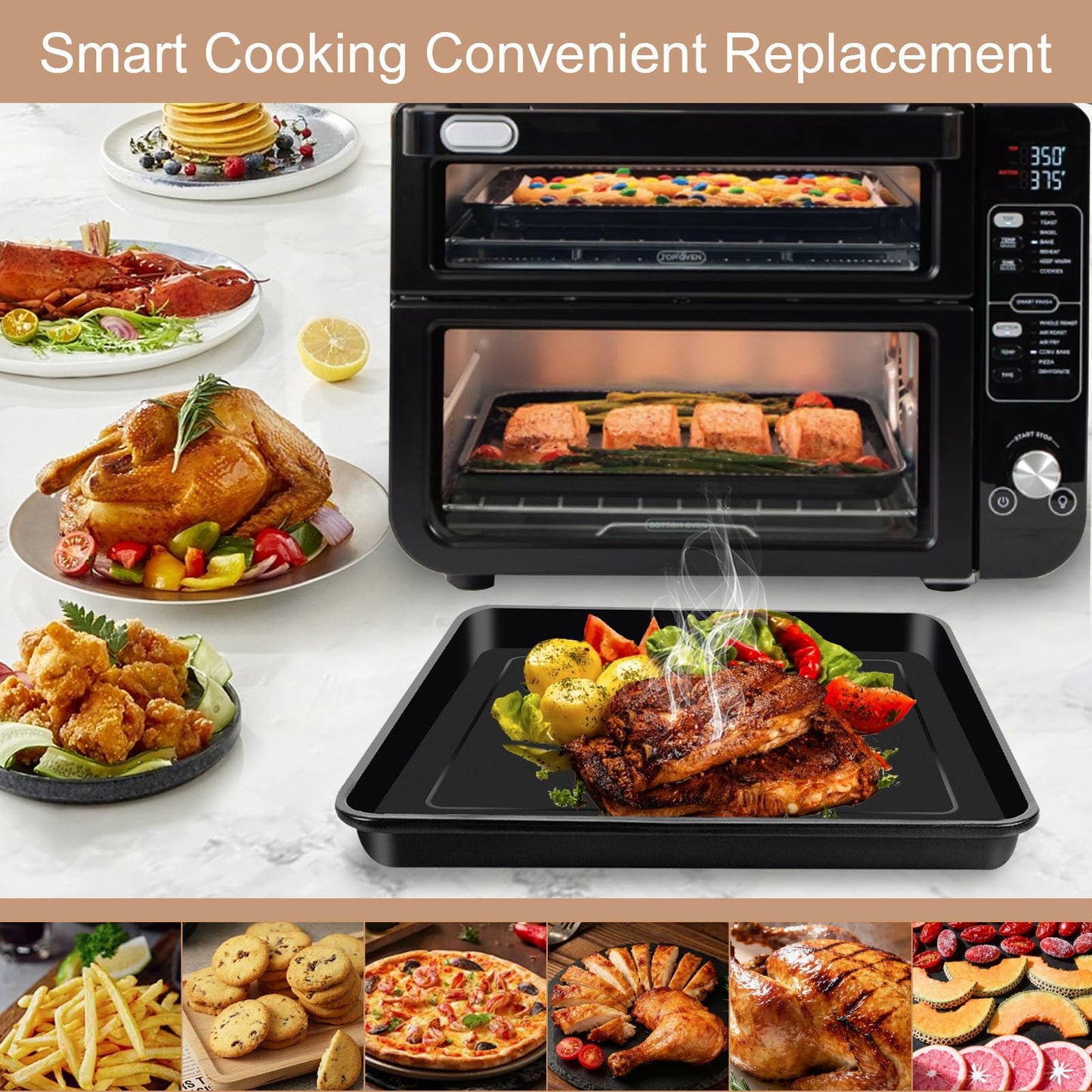 GCQFZ 3 IN 1 Smart Double Oven Replacement Parts for Ninja DCT451 12 in 1, 13''×12.6'' Steel Toaster Oven Accessories Dehydrator Grill Rack for Ninja DCT601 DCT651 DCT401 DCT402BK Smart Oven