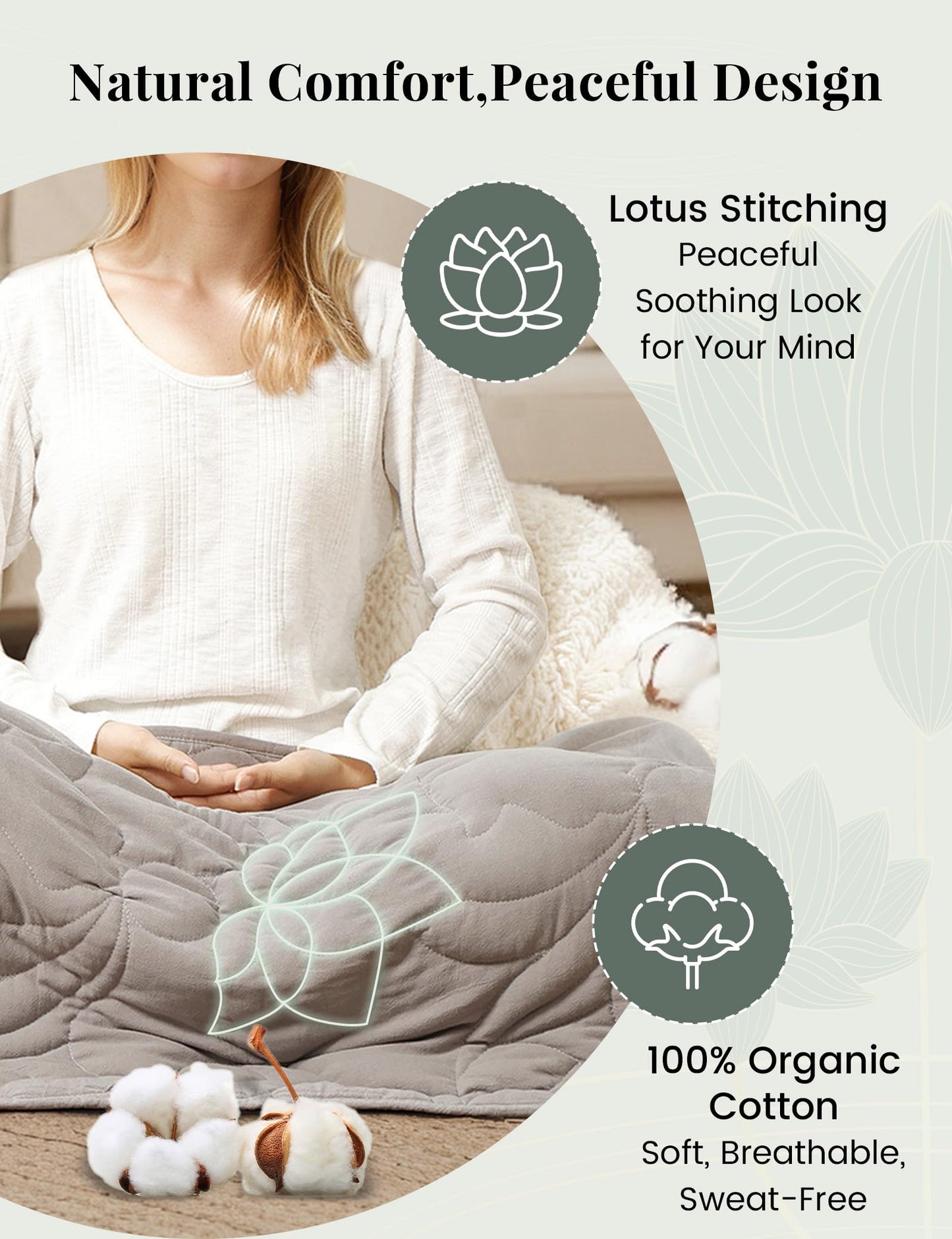 ZonLi Weighted Lap Blanket 5lbs for Meditation, Yoga, Napping, Sleeping and Travel, Cotton Weighted Blanket for Adults,Skin Friendly & Machine Washable, 29x24 inches, Light Gray