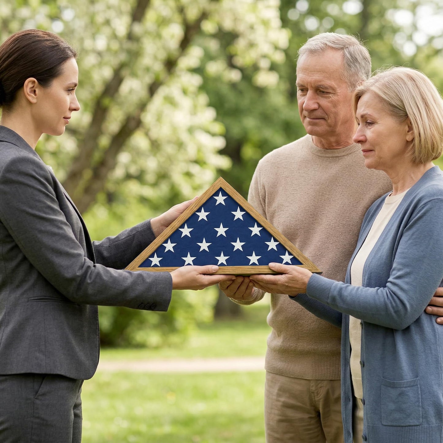 Americanflat Large Flag Display Case - Fits Folded 5x9.5' Burial Flags - Silhouette Collection - Display Box for Wall or Tabletop - Barn Wood