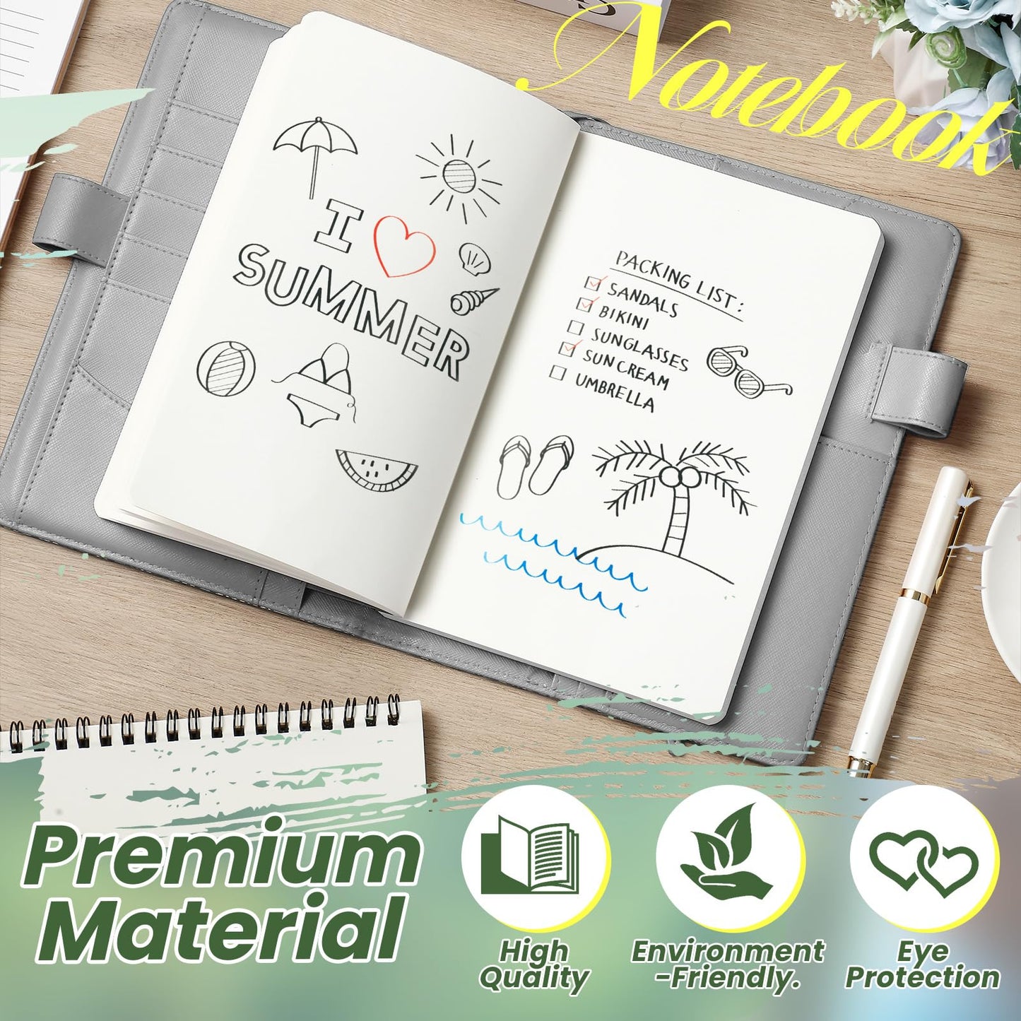 Zhanmai 10 Pack A5 Journal Refill 5.5 x 8.2'' Refillable Notebook Inserts A5 Paper Refill Kraft Travelers Journal Notebooks for Office School Writing Supplies, 100 Sheets/200 Pages(Unruled)