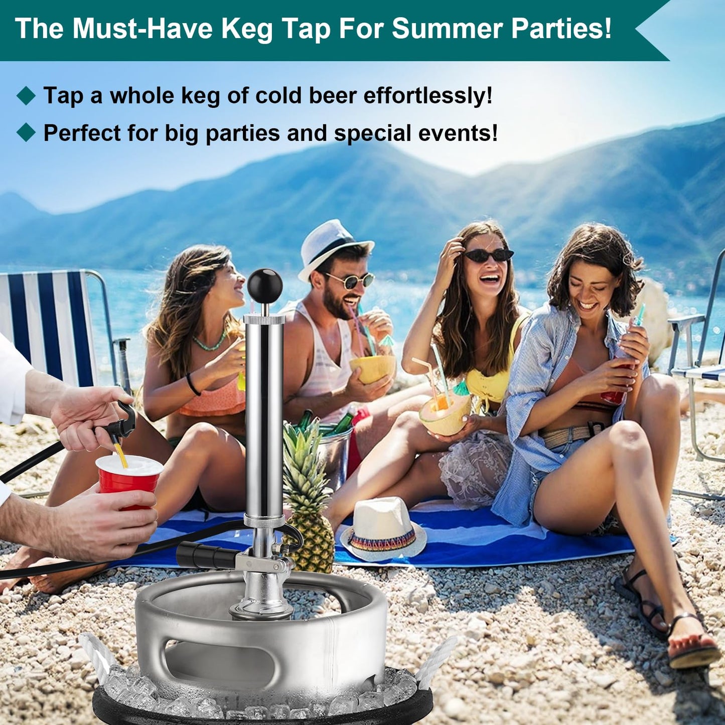 FERRODAY 8" Keg Tap Keg Pump D-System Beer Taps for Kegs US Keg Pump for Beer Keg Tap Kit Beer Keg Tap Beer Tap Keg Pump Tap Keg Taps for Beer Pump Keg Hand Pump Keg Tap for Beer Keg Tapper Party Tap