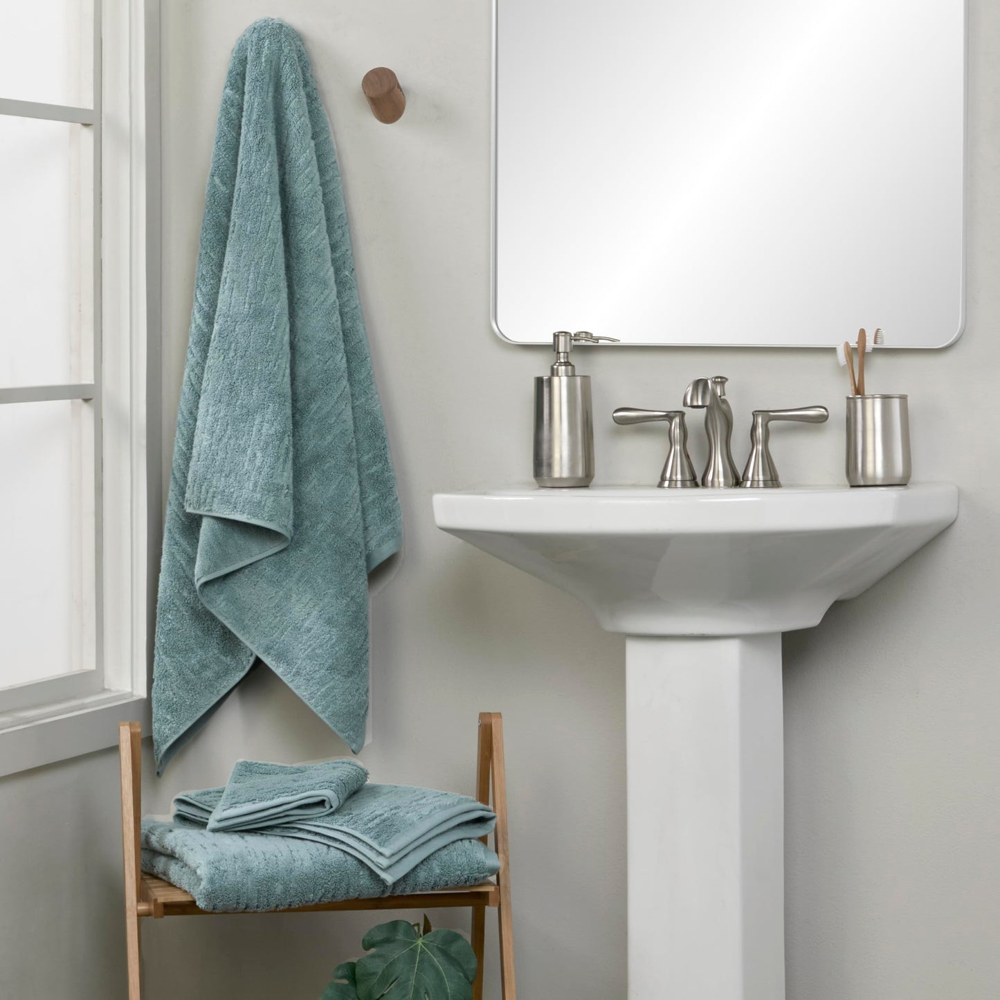 SKL Home CloudSoft Cotton Luxury Hand Towel 2pc Set for Bath/Kitchen/Bar & Gift, Teal