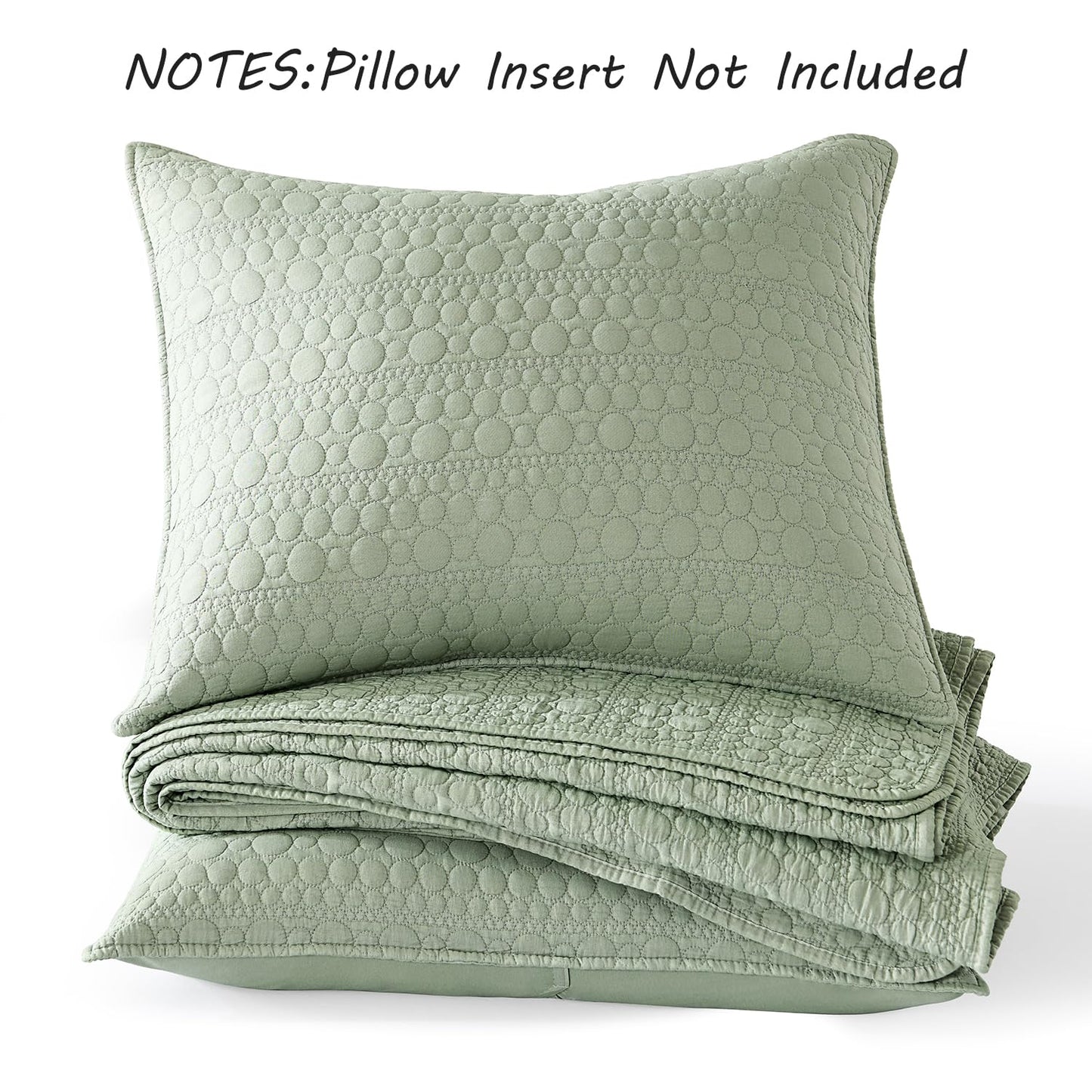 HORIMOTE HOME Quilt Set Queen Size Sage Green, Classic Geometric Spots Stitched Pattern, Pre-Washed Microfiber Chic Rustic Look, Ultra Soft Lightweight Quilted Bedspread for All Season, 3 Pieces