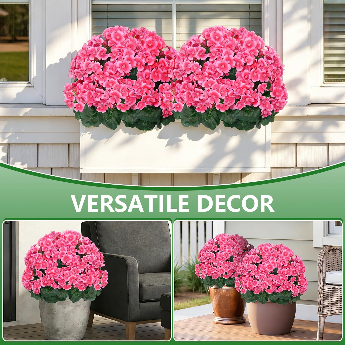Grooy Artificial Plants Flowers Topiary Ball for Outdoor, 2 Pack Fake Silk Crabapple Flower Plant Bushes, UV Resistant Realistic Plants Shurbs for Outside,Front Porch,Patio,Yard(Pink)