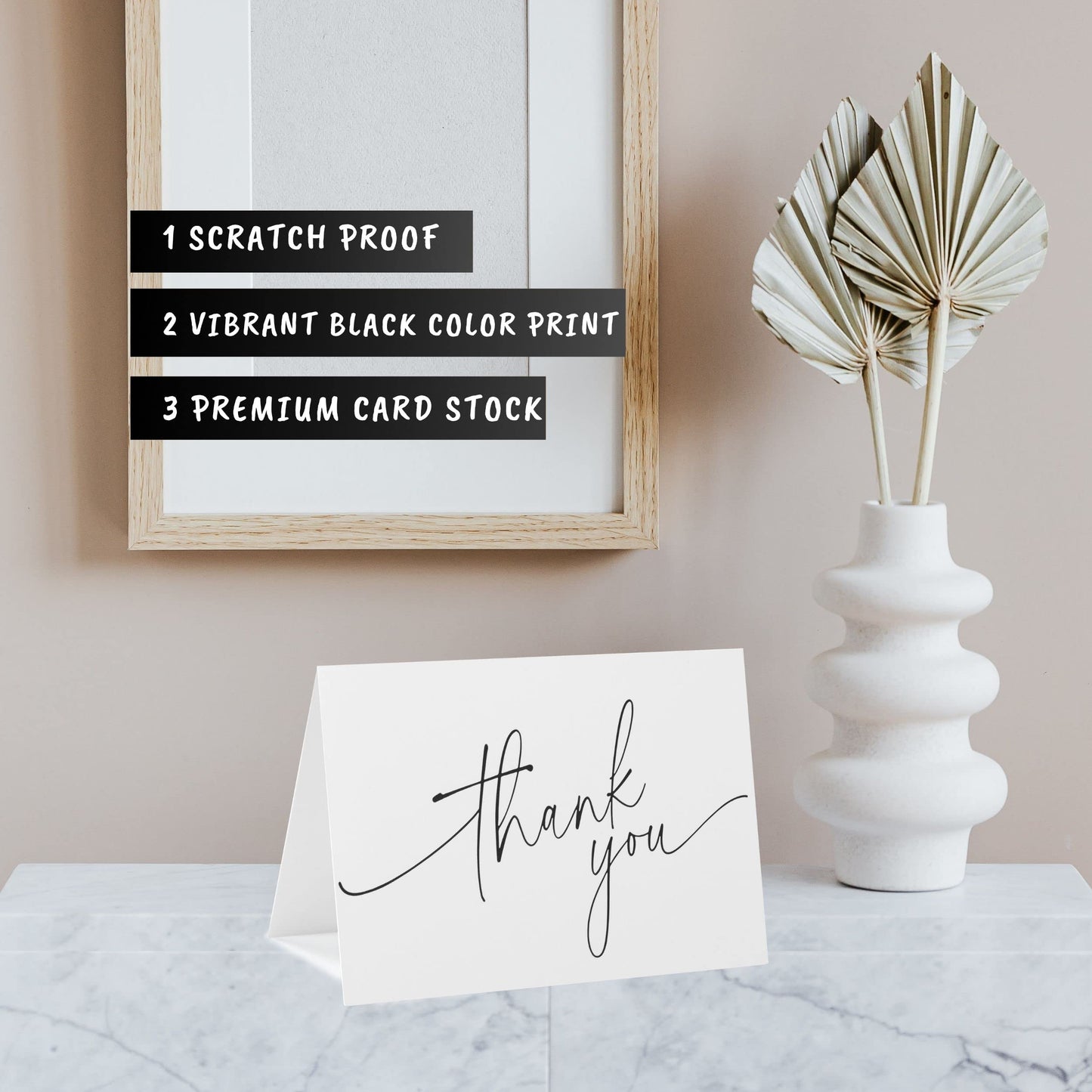 Layneria 100 Bulk Thank You Cards with Kraft Envelopes and stickers - 4 Minimalistic Designs Blank Thank You Notes with Envelopes for business Wedding Bridal Gift Baby Shower Business Graduation