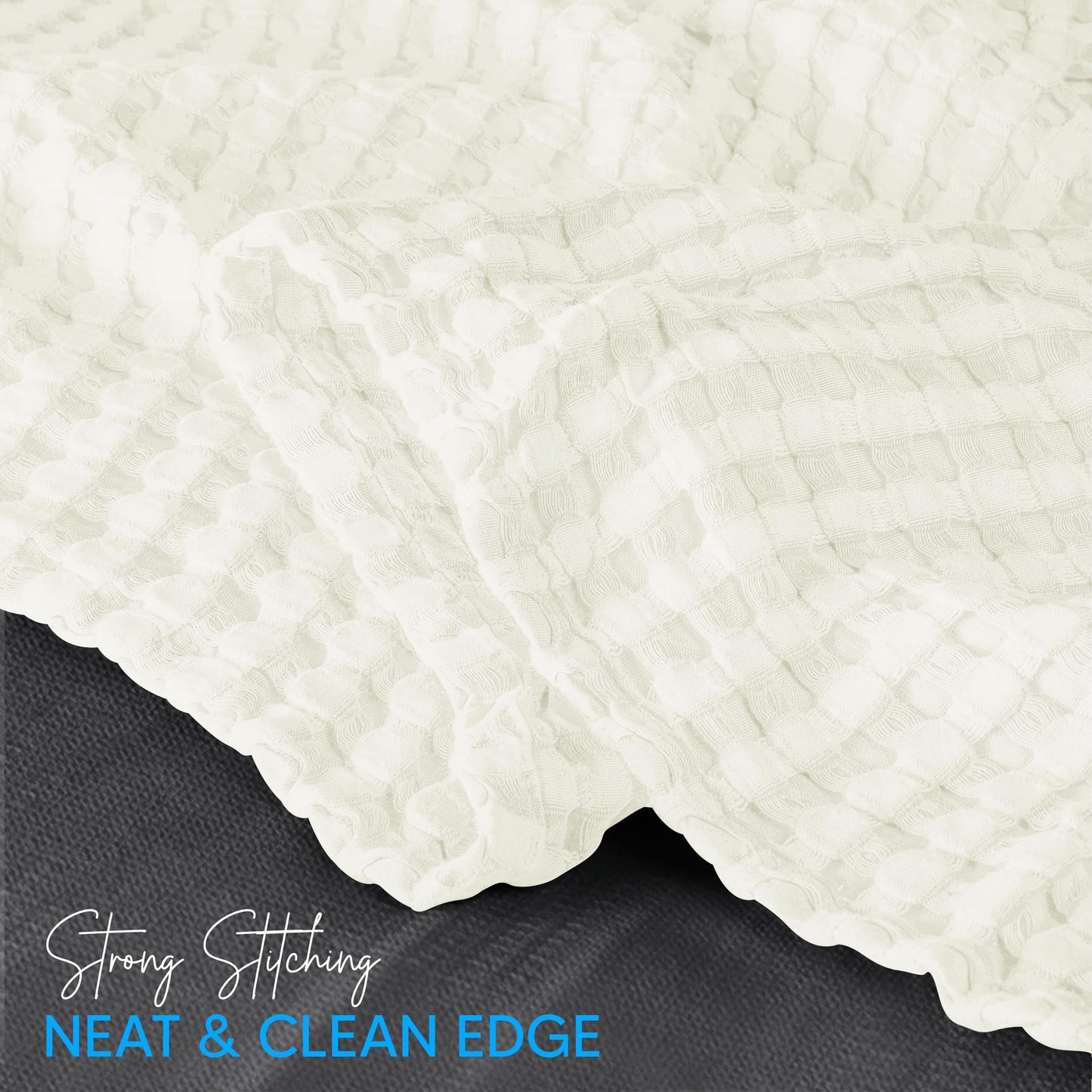 Utopia Bedding 100% Cotton Waffle Weave Blanket Queen Size for Bed - Lightweight, Breathable Summer Blankets Soft and Cozy, Gifts for Women Home Room Decor (Ivory, 90x90 Inch)