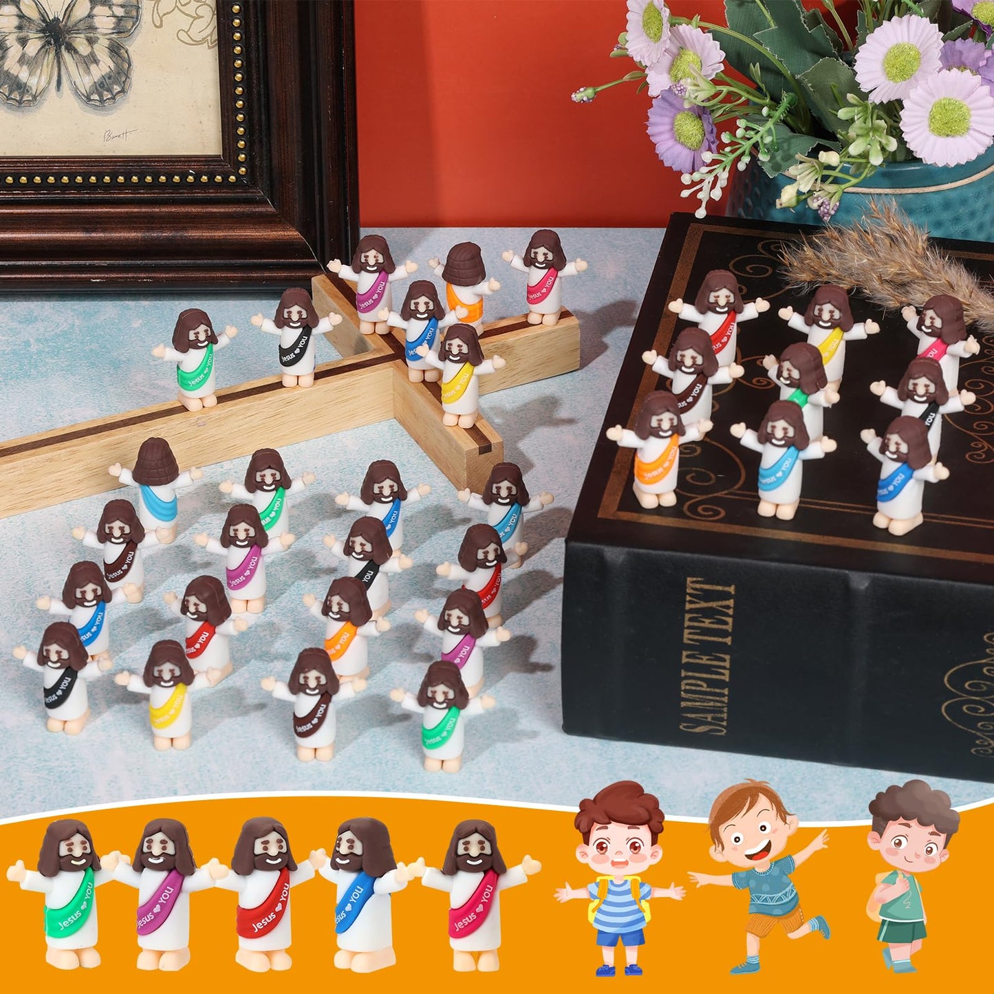 100 Pcs Little Jesus Figurines, Multi-Color Little Jesus Toys, Christ Savior, Religious Gift, Baptism Activity