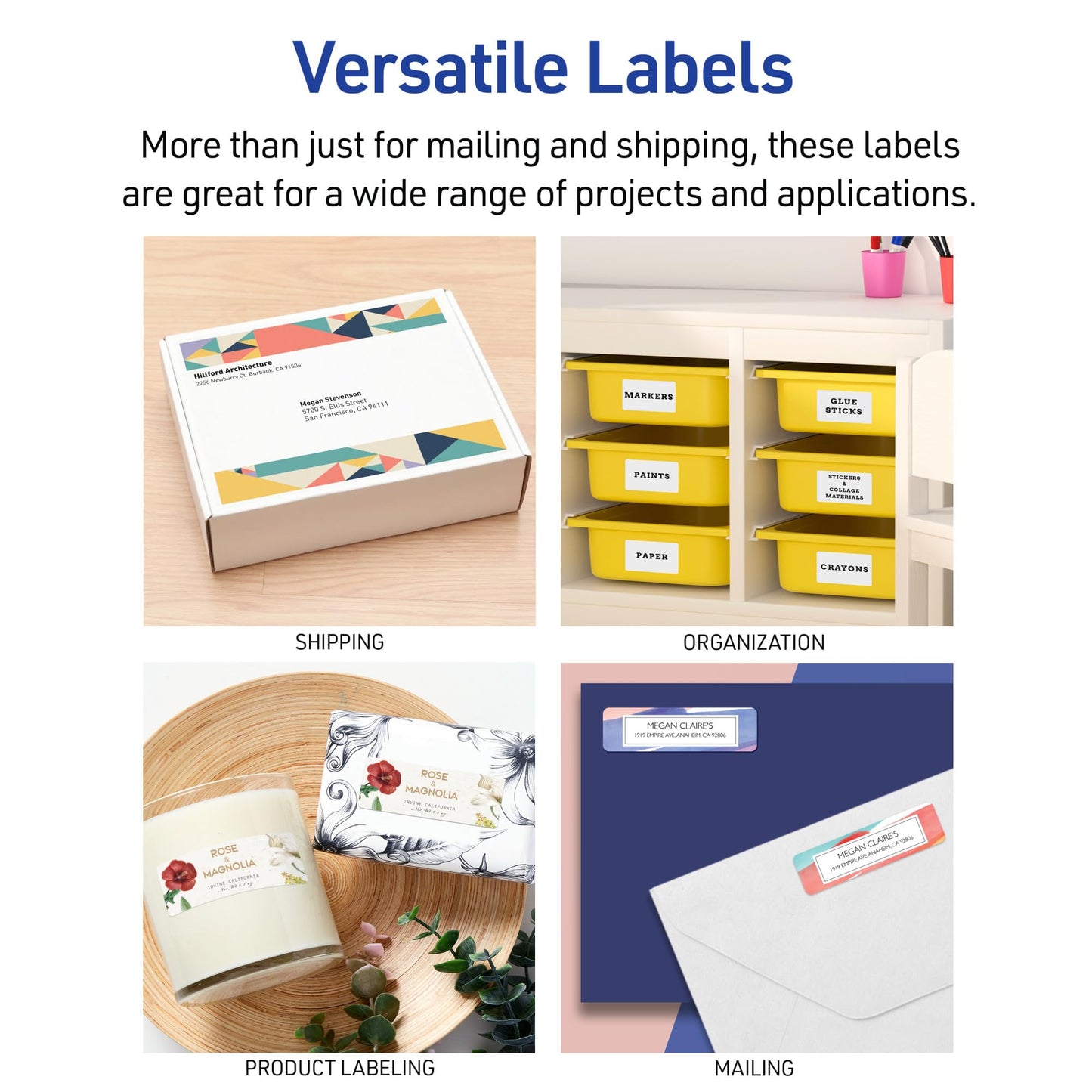 Avery Printable Shipping Labels, Sure Feed Technology, 2" x 4" Customizable Stickers, White, 1,000 Blank Mailing Labels, Great for Mailing, Shipping, and More (8463)