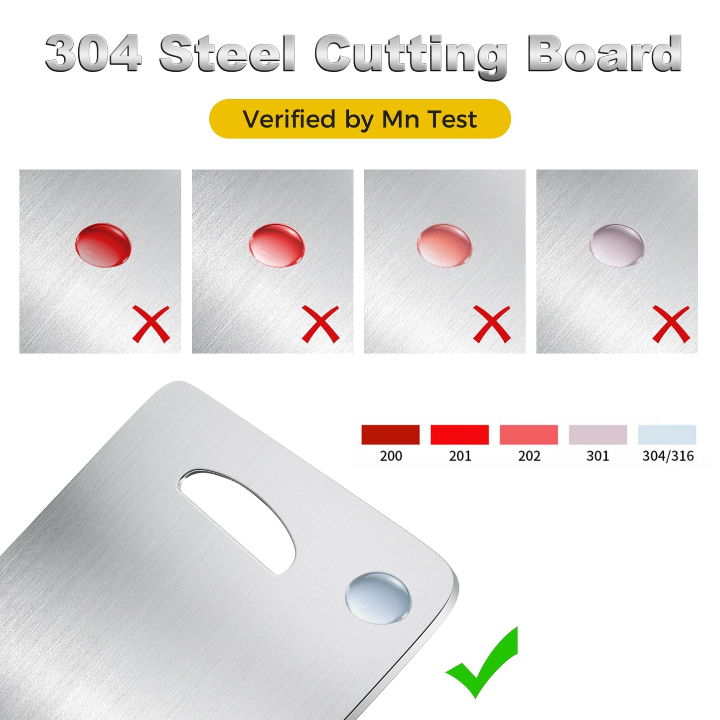 URMONA 3 PCS 304 Stainless Steel Cutting Board For Kitchen, Non-Staining&Odor-Free, Burr-Free Edges, Dishwasher Safe, Non Toxic Cutting Board（S+M+L）