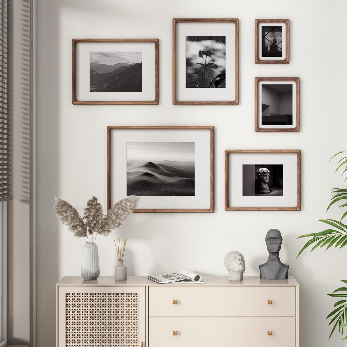 16 x 20 Picture Frame, USA-Sourced Natural Walnut Wood Photo Frame with Tempered Glass, Handcrafted Rounded Corner 16x20 Wooden Frame Matted to 11x14 Photos, Horizontal or Vertical Wall Mounting