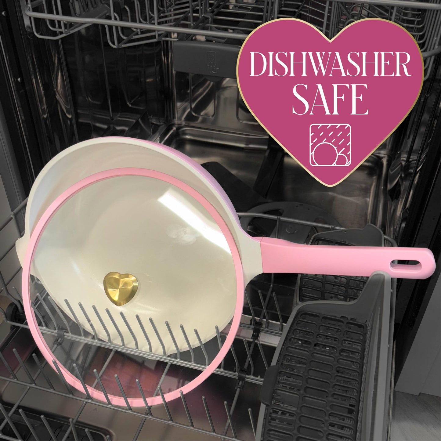 Paris Hilton Jumbo Sauté Pan with Lid, Cast Aluminum Cookware with Ceramic Nonstick Coating Made Without PFAS, PFOA, PFOS & PTFE, 4-Quart, Pink
