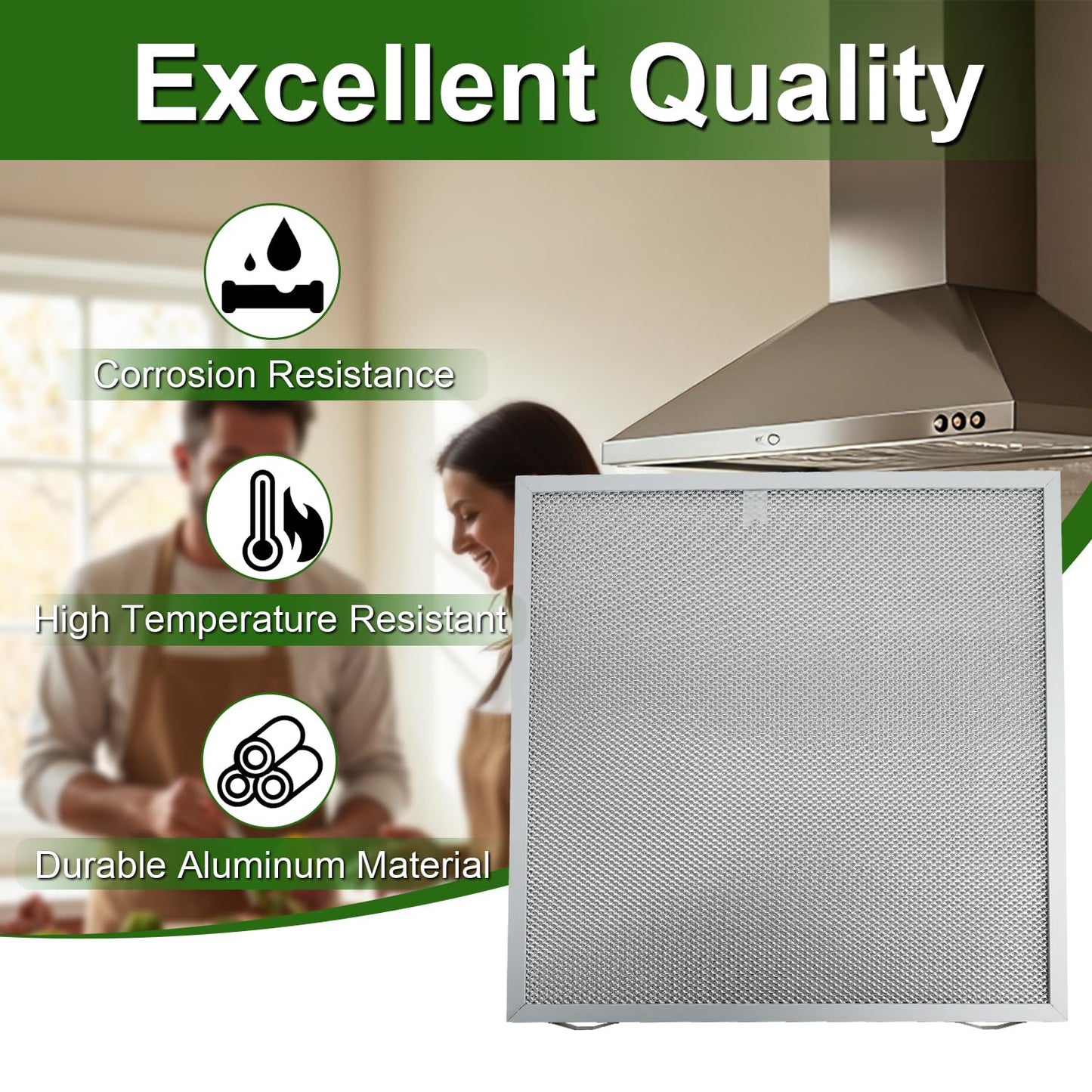 SDRZJX 2-Pack Range Hood Grease Filters 5-Layer Aluminum Mesh 14 X 13.7 X 0.4 Inchs Compatible with Broan Nutone Replace#: S97017415 97017415